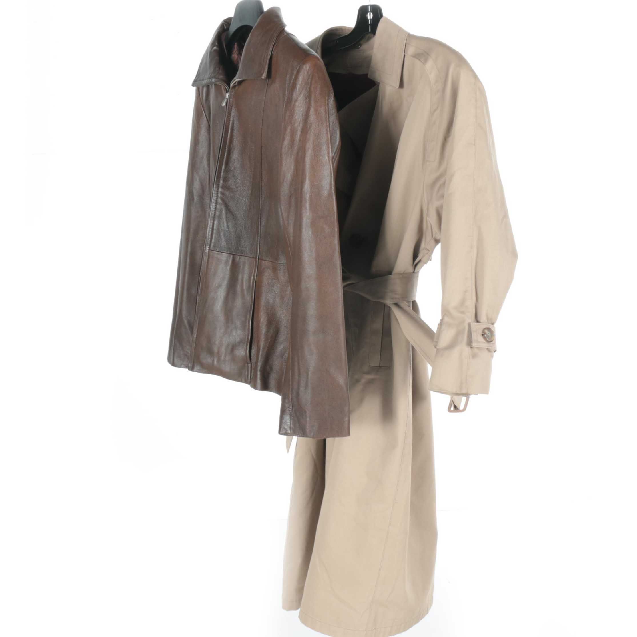 Vintage Wilsons Leather Jacket with London Fog Trench Coat