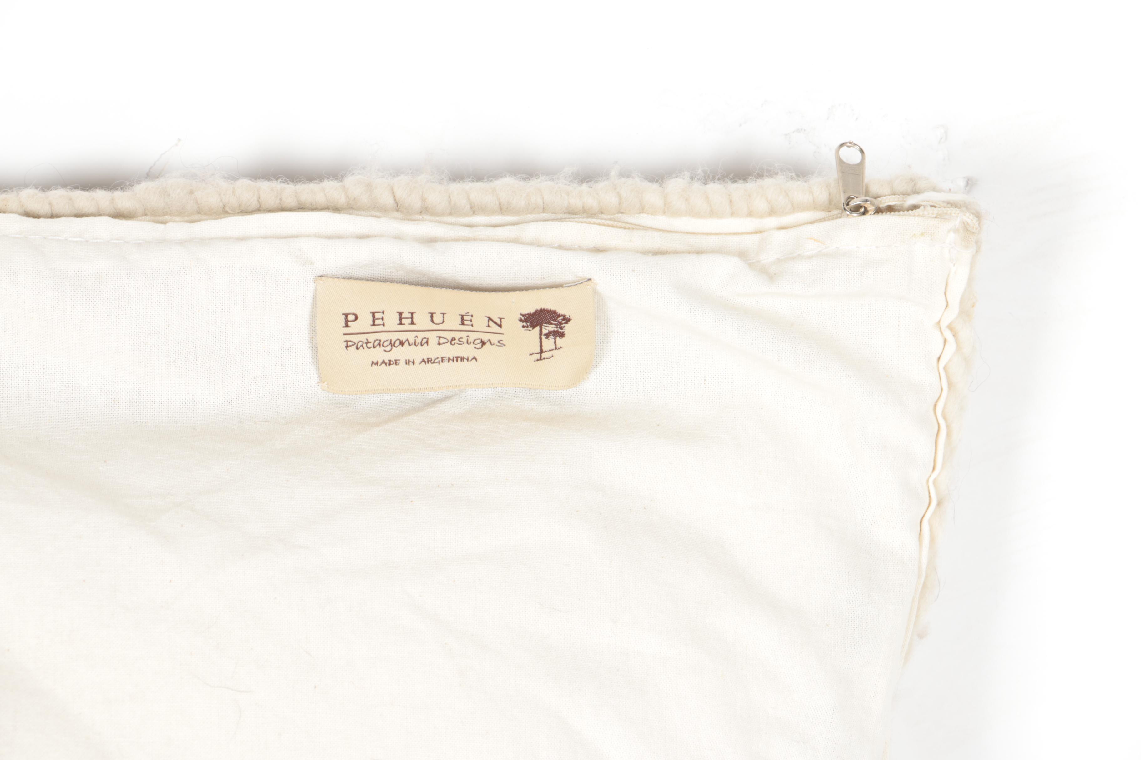Two Large Pehuen Patagonia Designs Wool Pillows