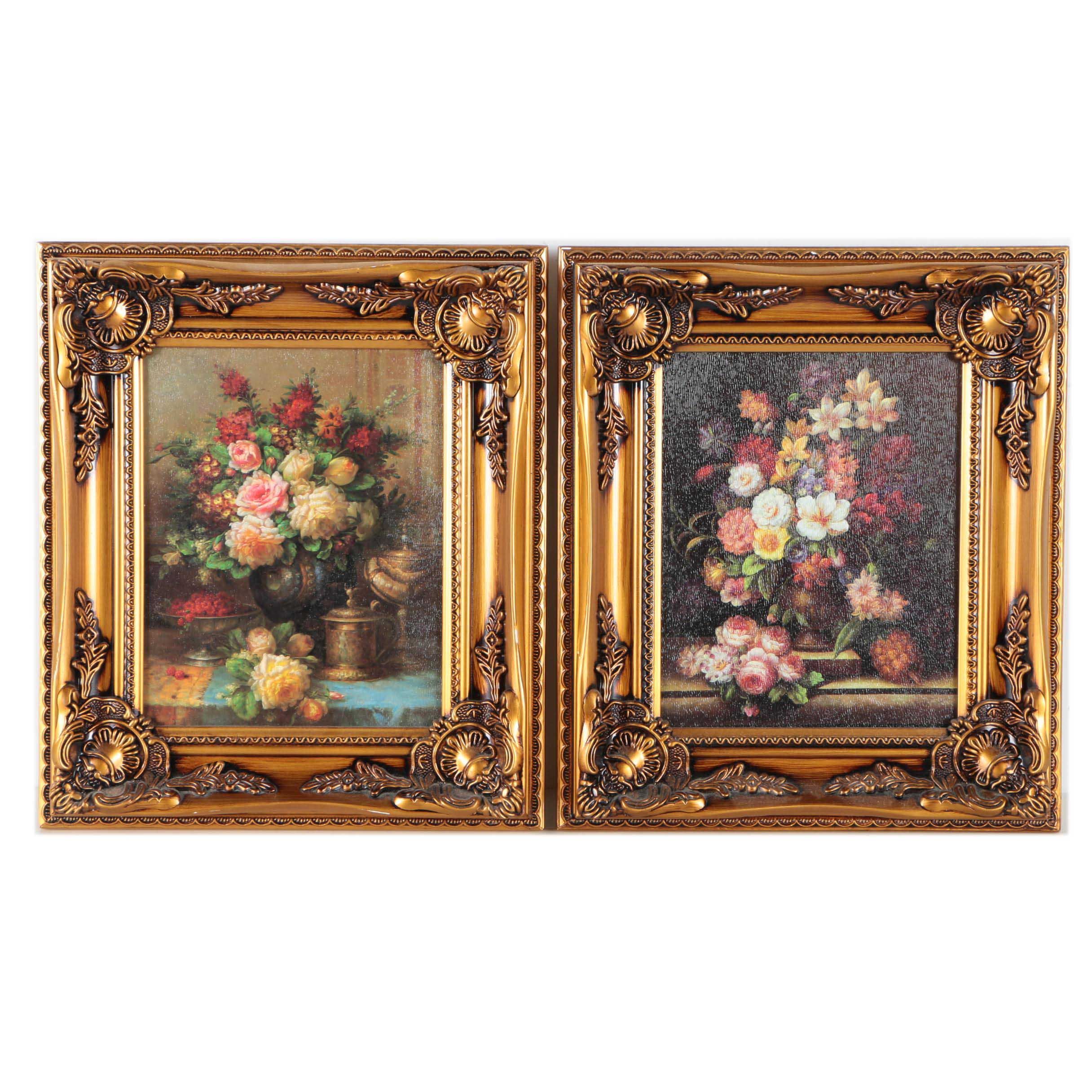 Offset Lithographs of Abundant Flower Still Lifes