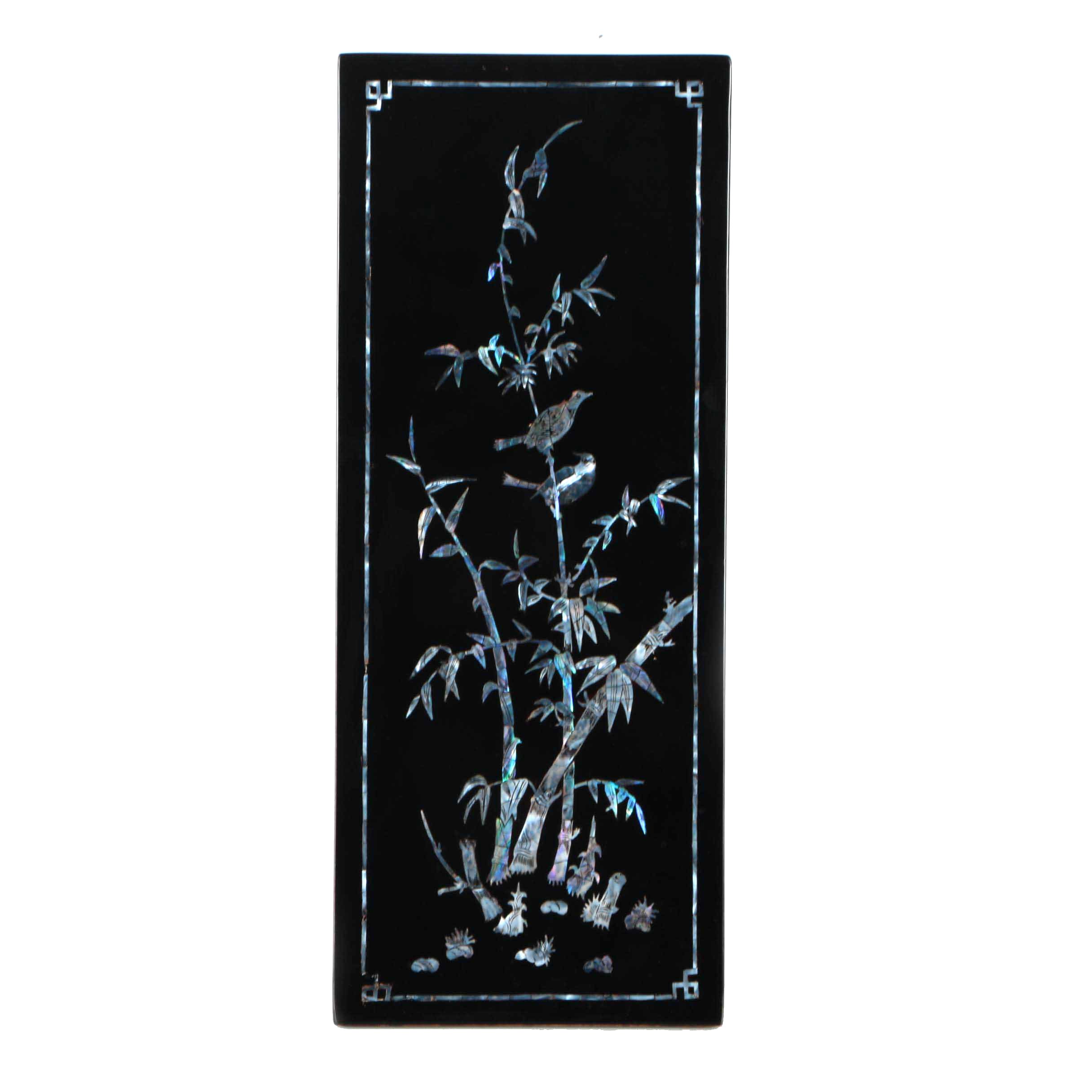 Mother of Pearl Inlay on Wood of Nature Composition