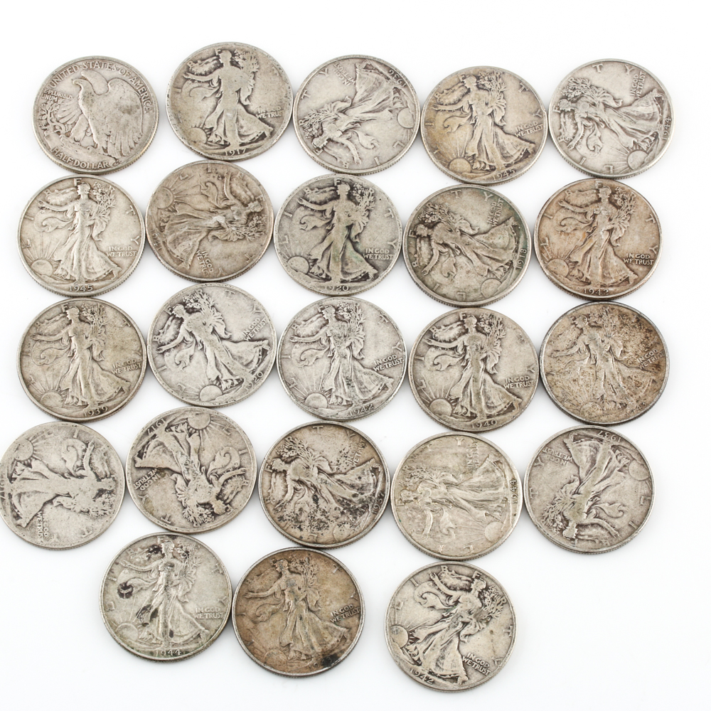 Group of 23 Walking Liberty Silver Half Dollars