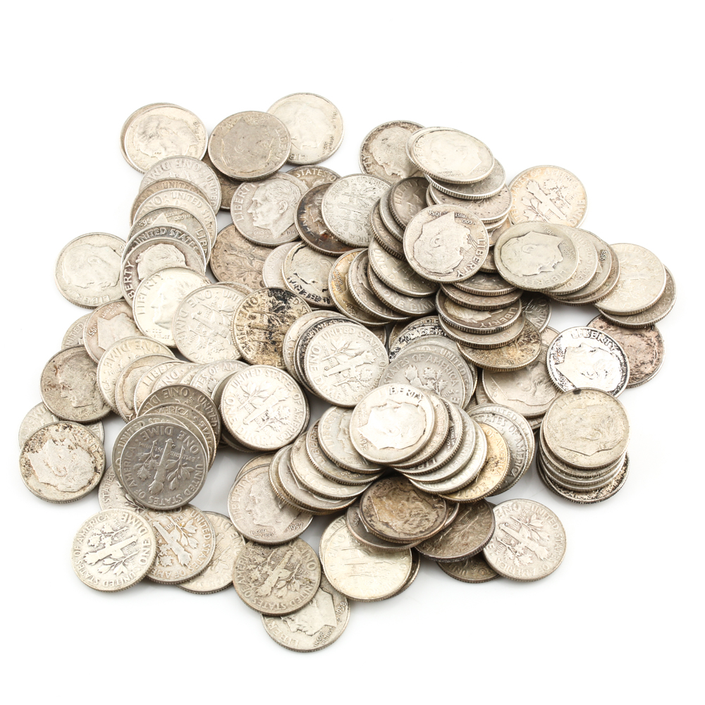 Group of 132 Silver Roosevelt Dimes