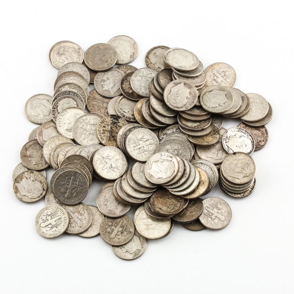 Group of 132 Silver Roosevelt Dimes