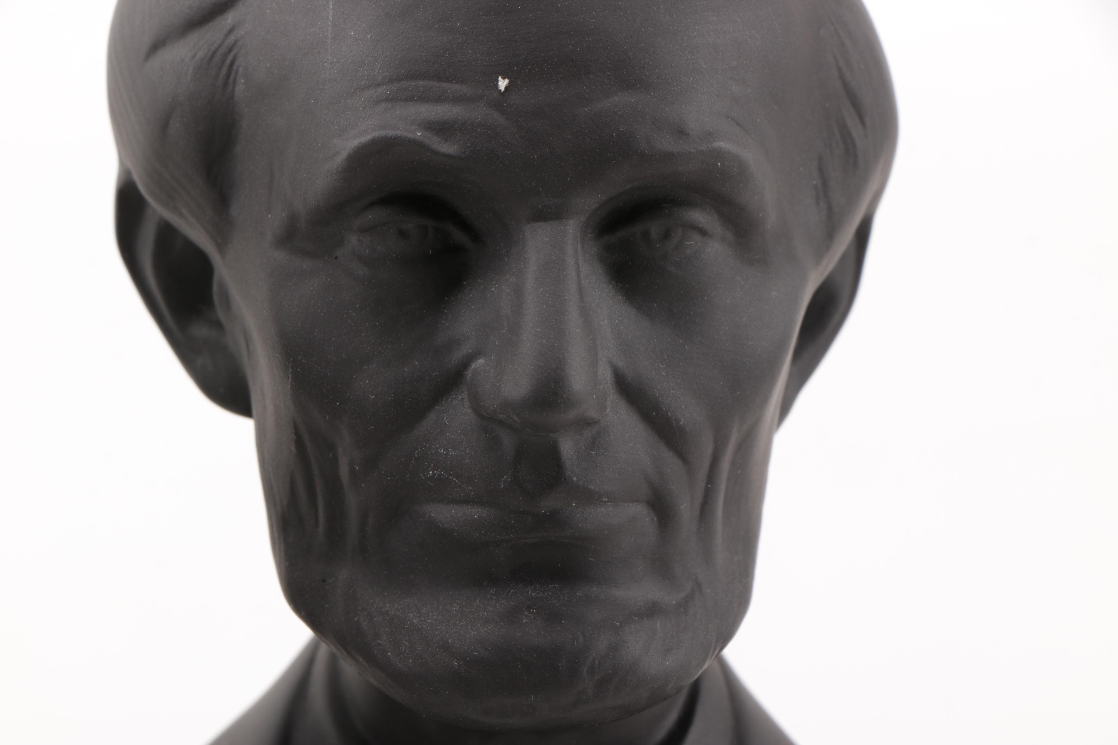 Wedgwood Black Basalt Busts of Lincoln and Eisenhower