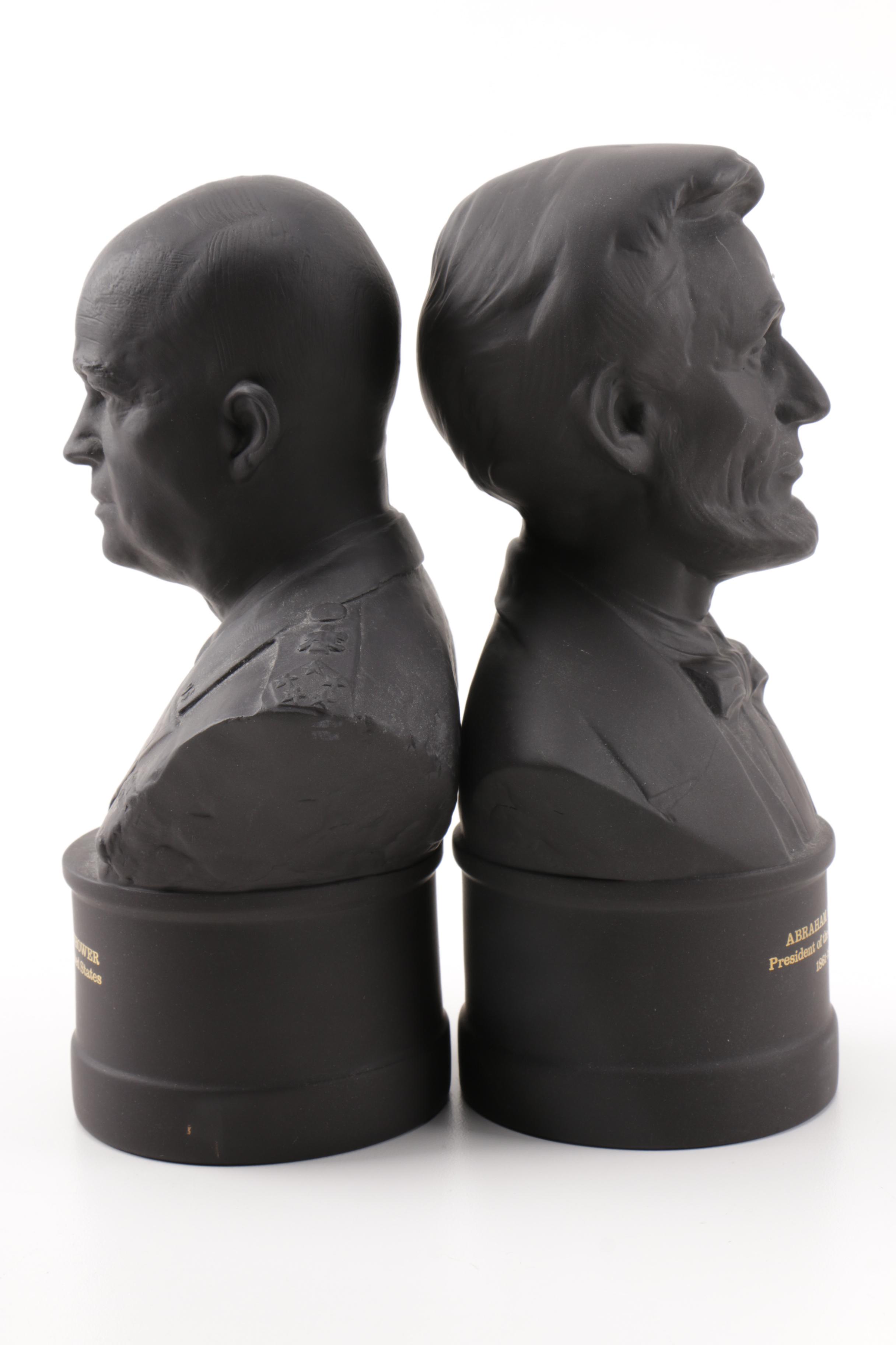 Wedgwood Black Basalt Busts of Lincoln and Eisenhower
