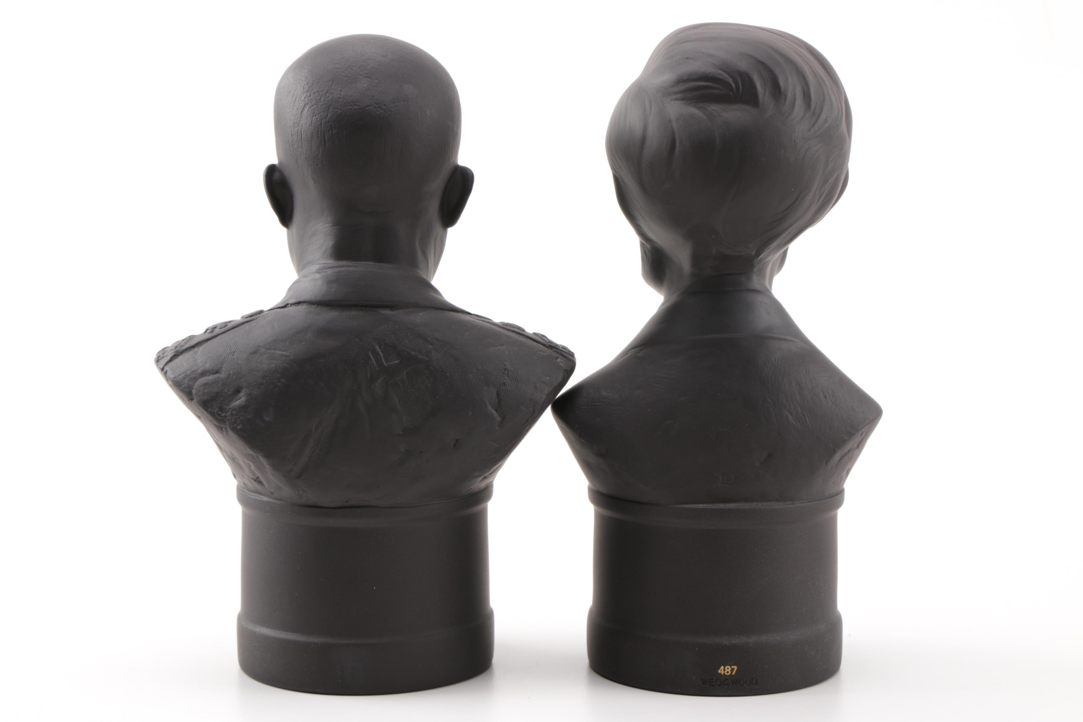 Wedgwood Black Basalt Busts of Lincoln and Eisenhower