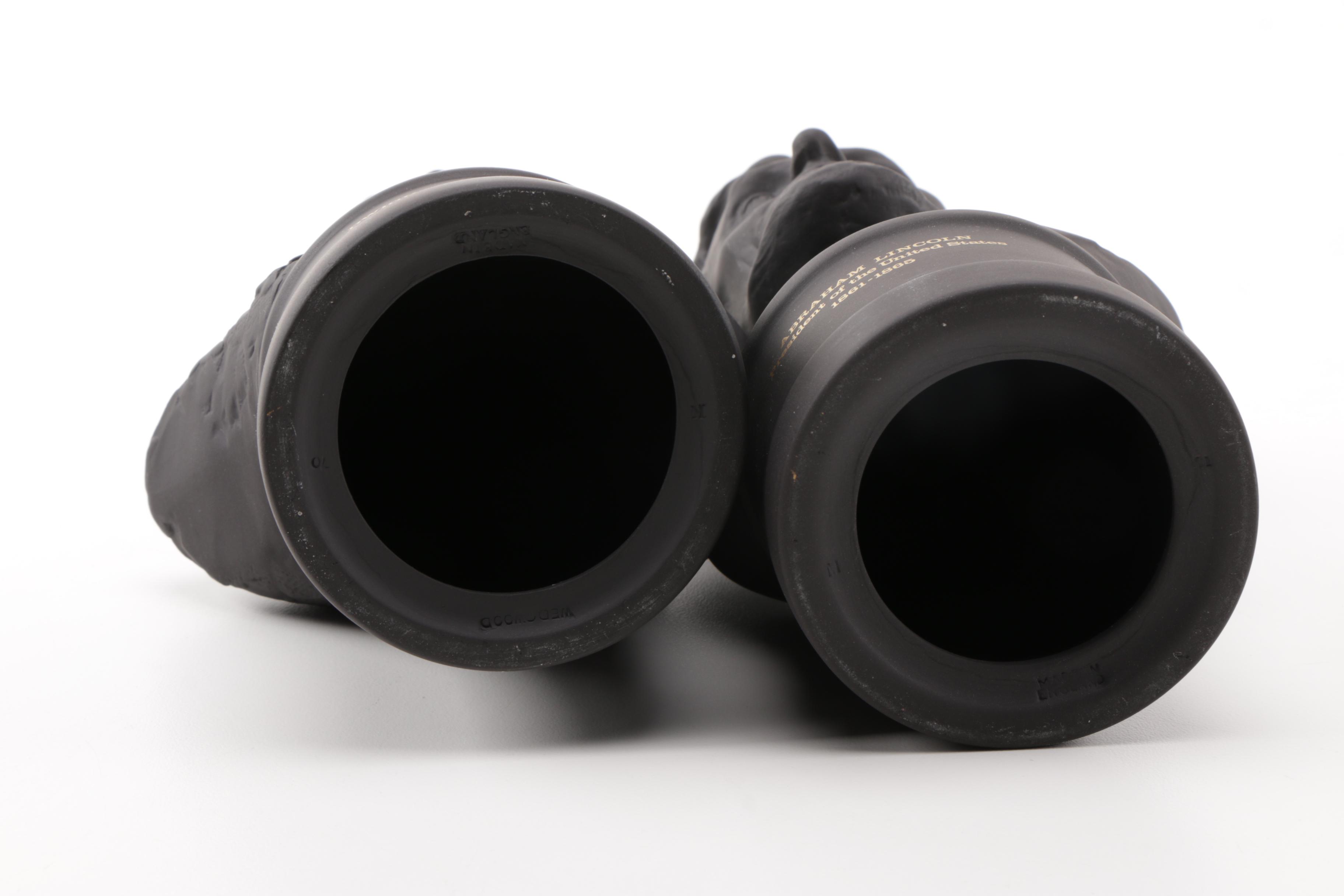 Wedgwood Black Basalt Busts of Lincoln and Eisenhower