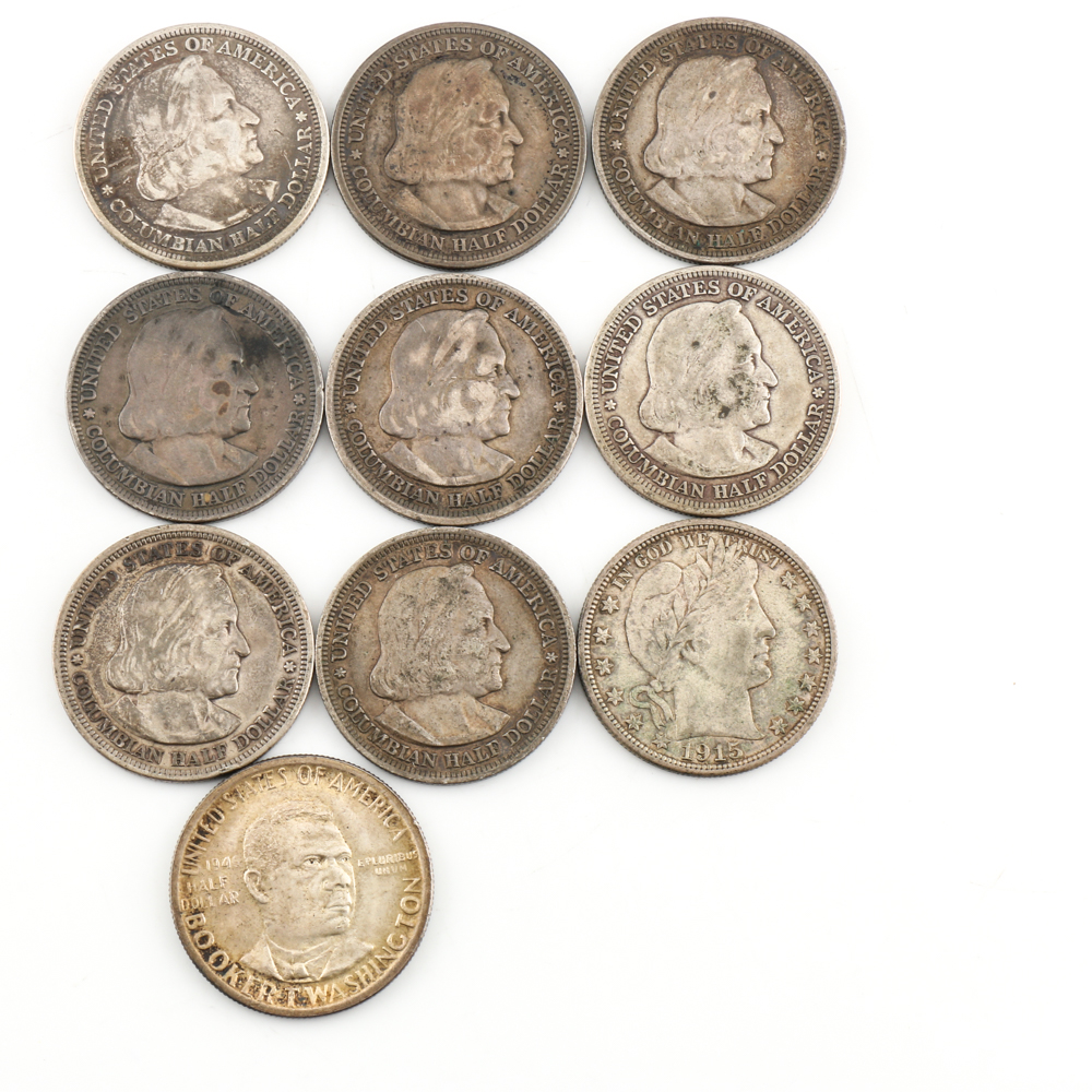 Group of 10 Various Silver Half Dollars