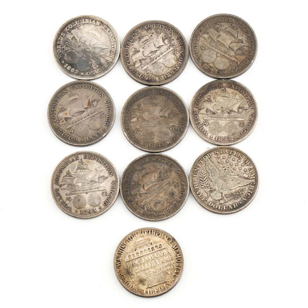 Group of 10 Various Silver Half Dollars