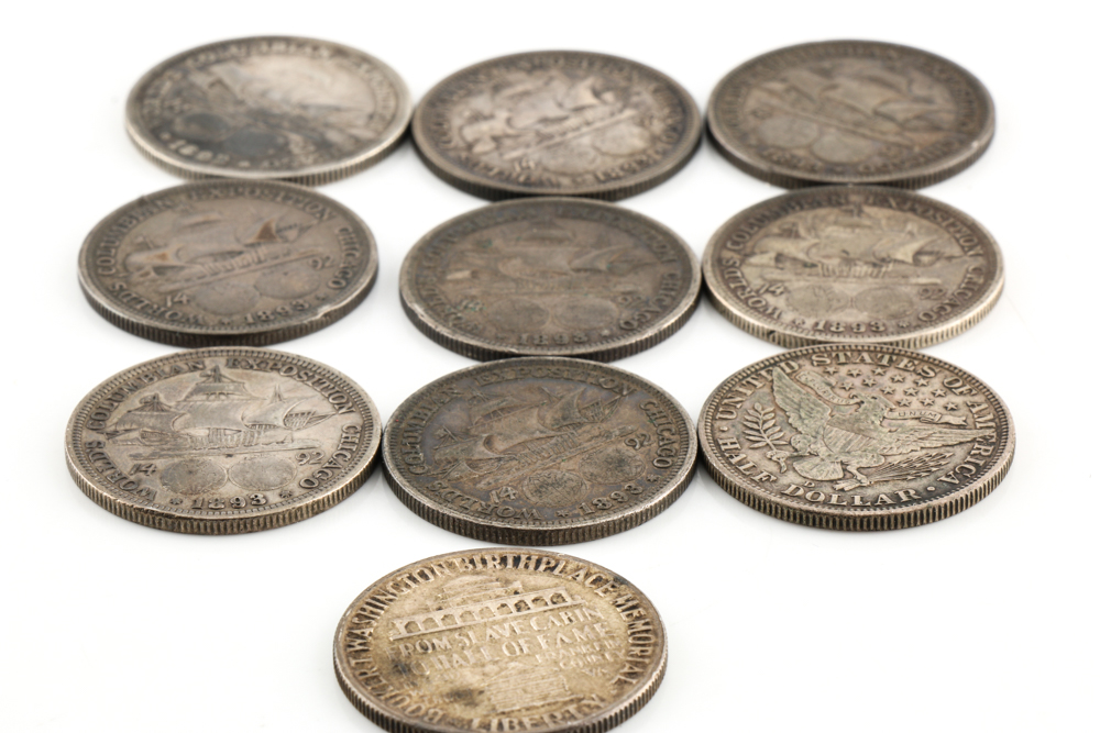 Group of 10 Various Silver Half Dollars