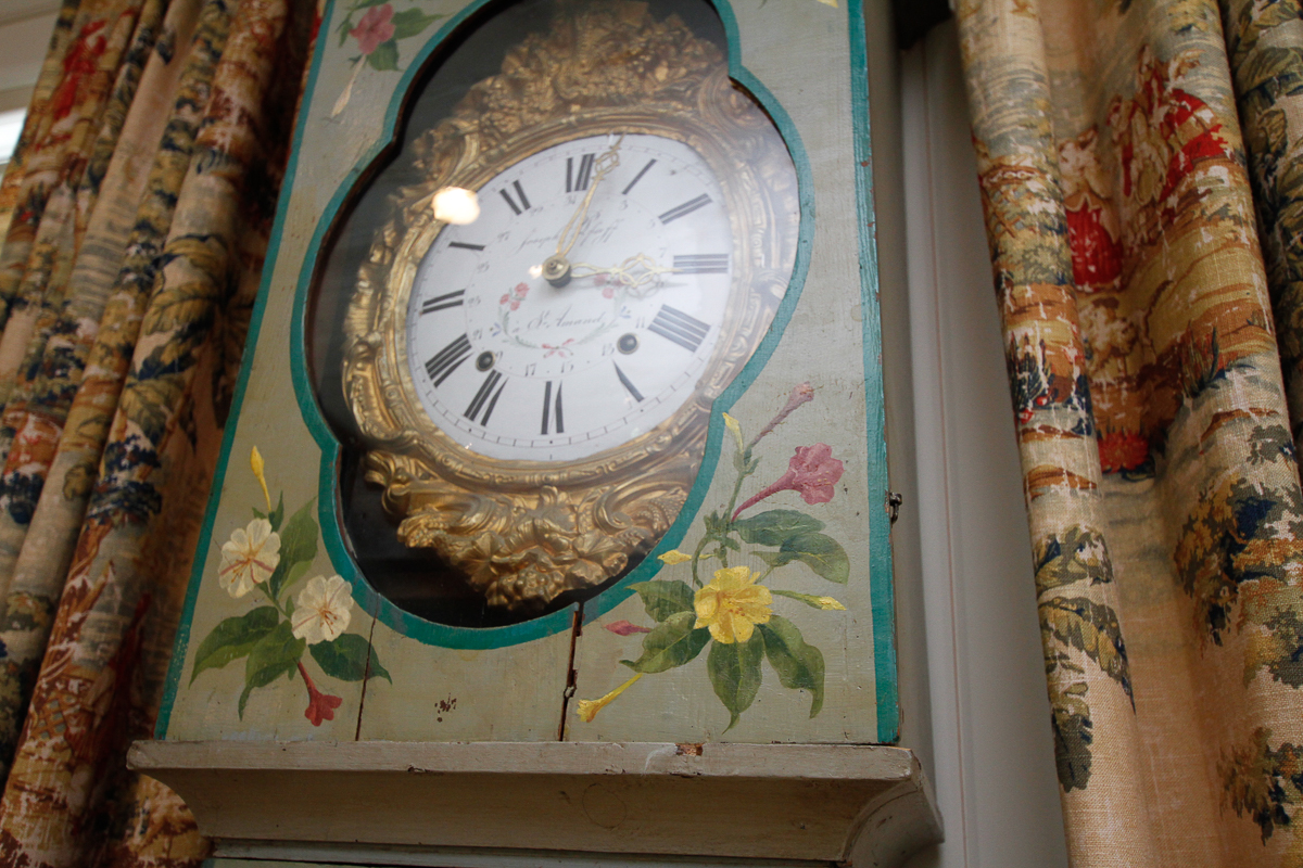 Antique French Morbier Style Painted Tall Case Clock