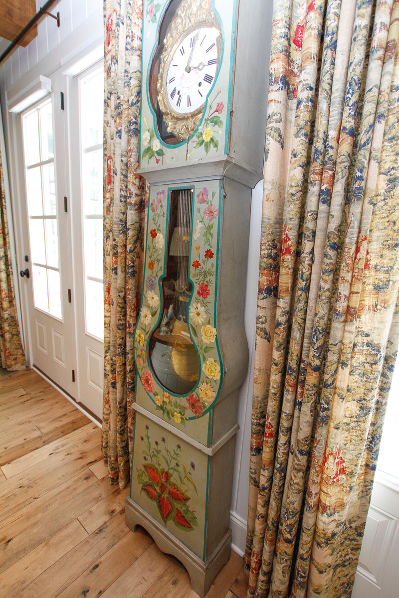 Antique French Morbier Style Painted Tall Case Clock