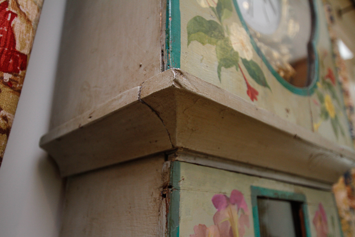 Antique French Morbier Style Painted Tall Case Clock