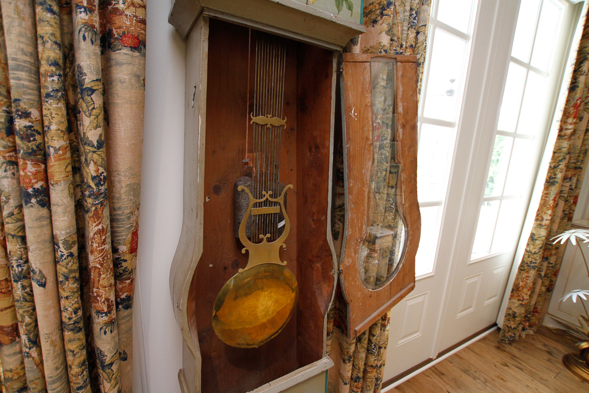 Antique French Morbier Style Painted Tall Case Clock