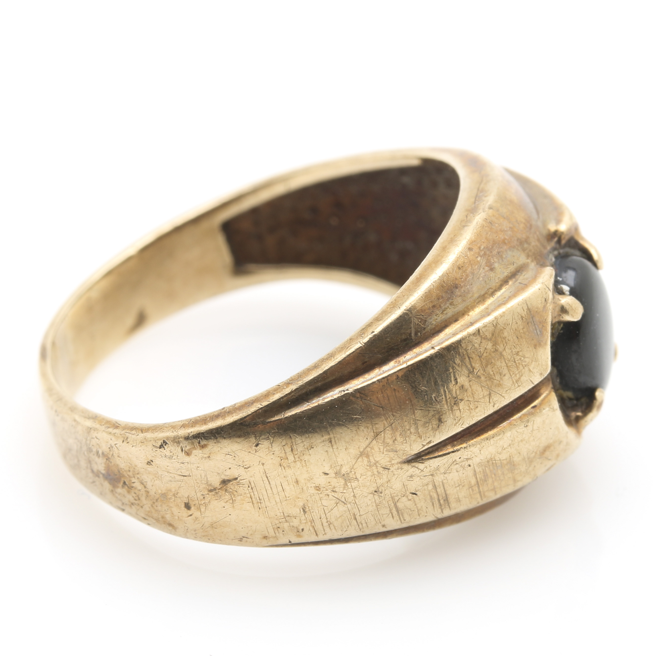 10K Yellow Gold Black Star Sapphire Ring