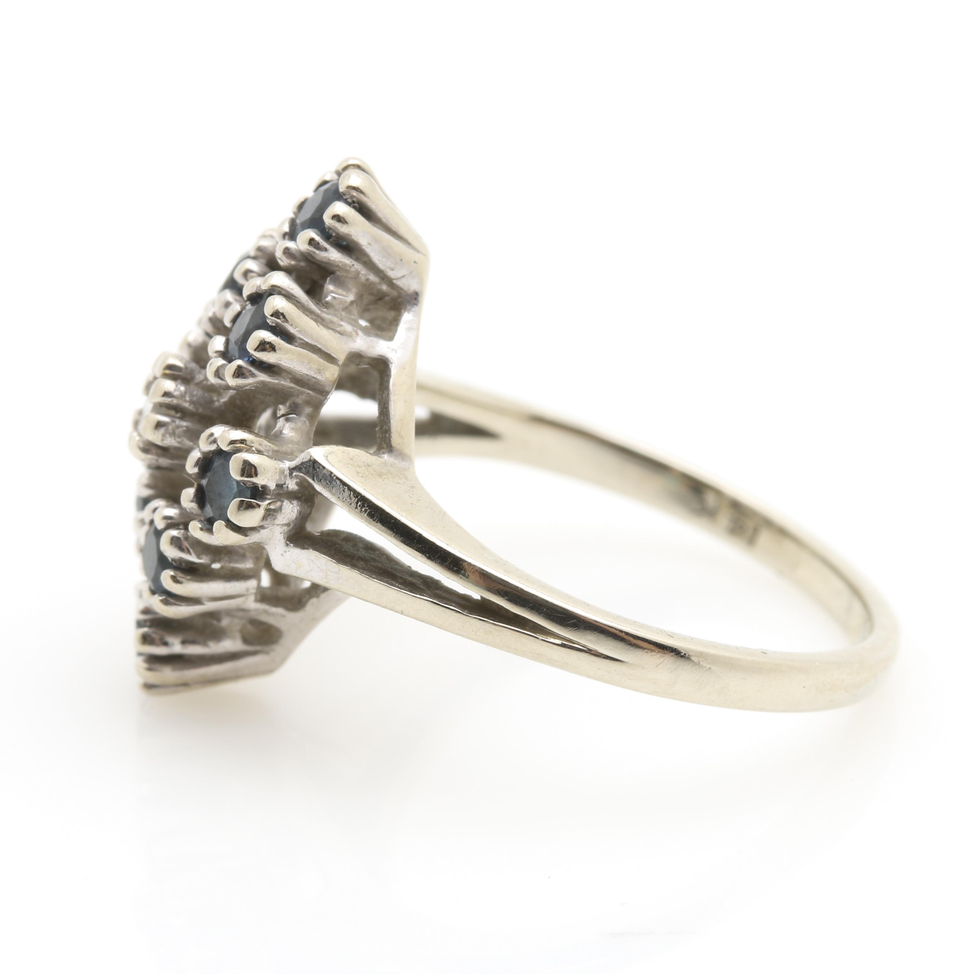 14K White Gold Diamond and Sapphire Ring