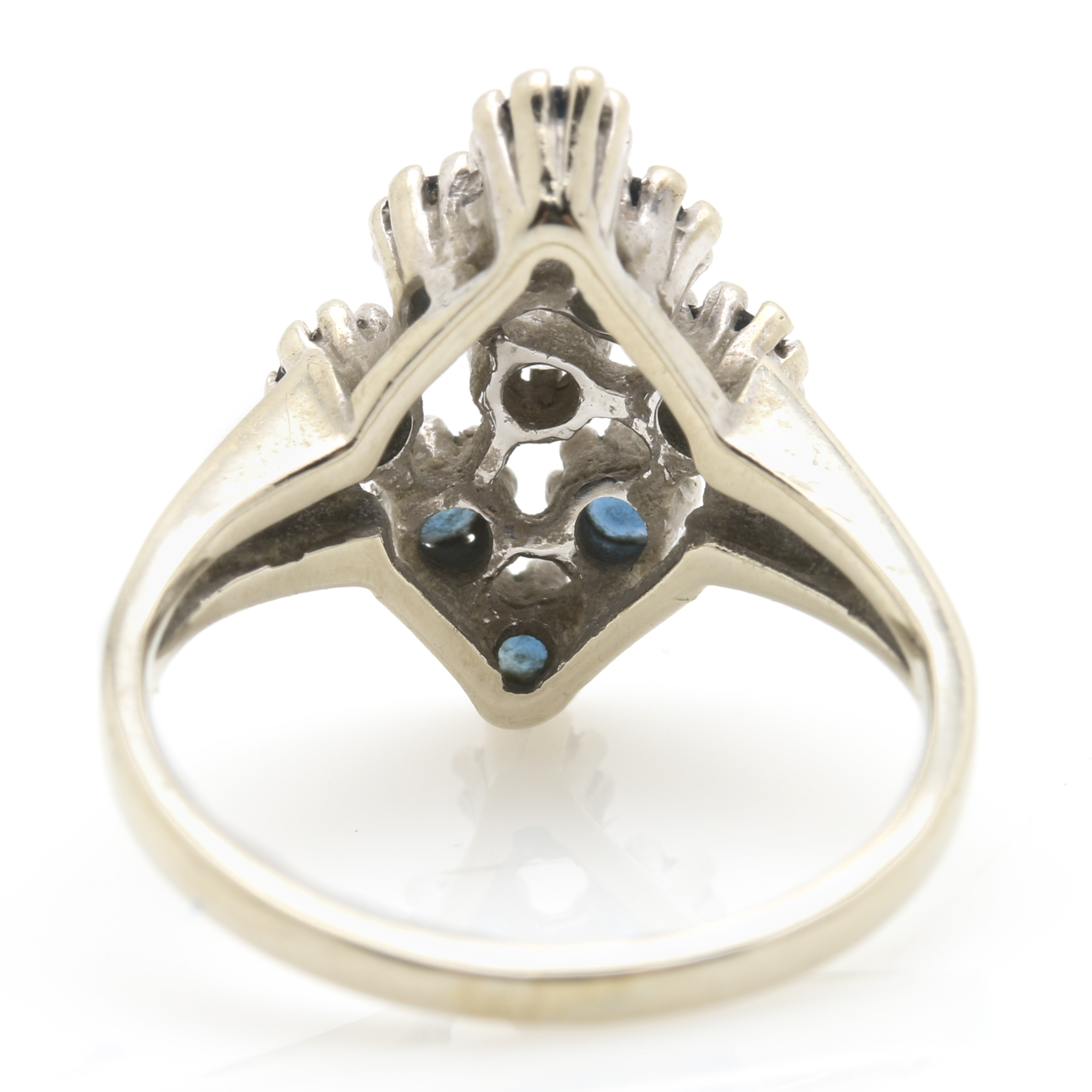 14K White Gold Diamond and Sapphire Ring