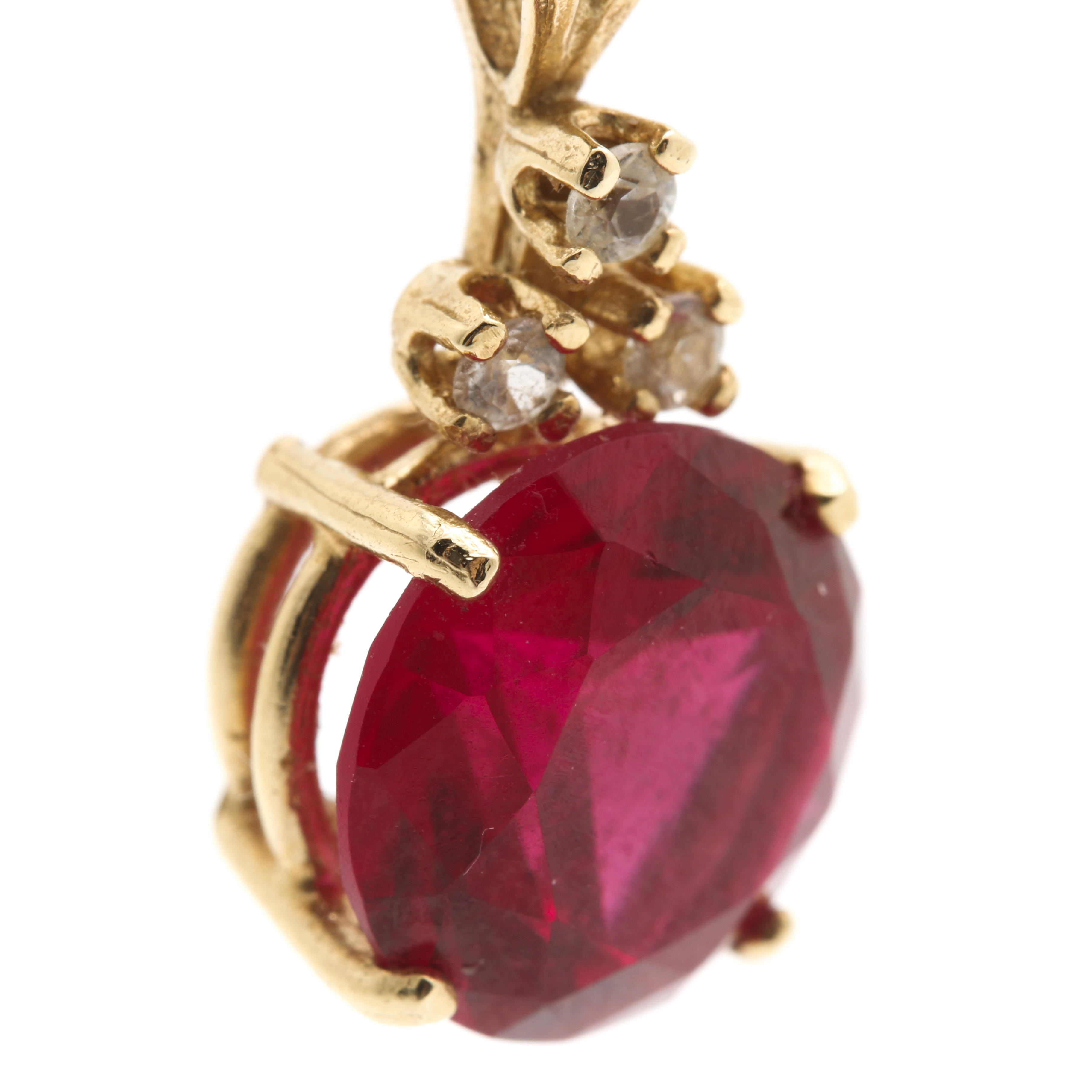 14K Yellow Gold Ruby Pendant Necklace