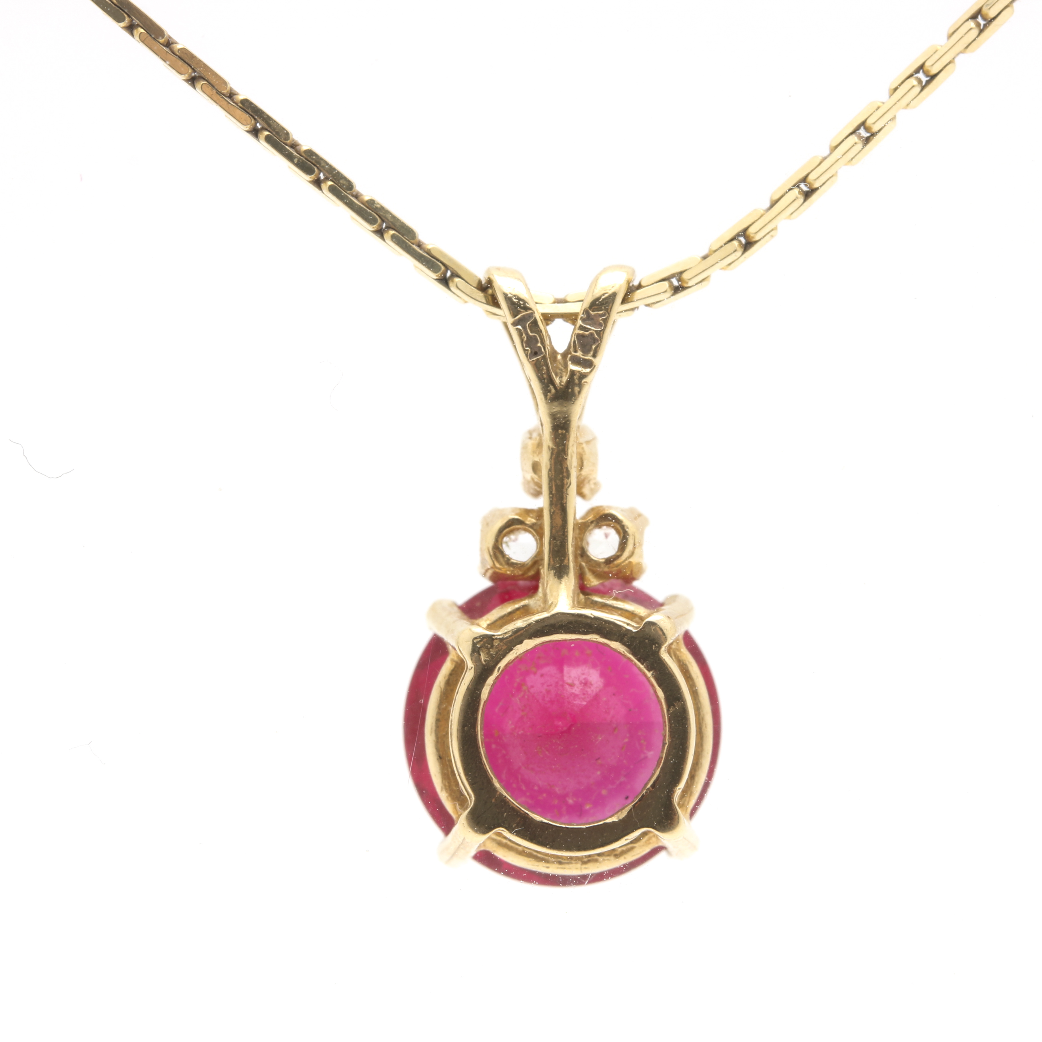 14K Yellow Gold Ruby Pendant Necklace