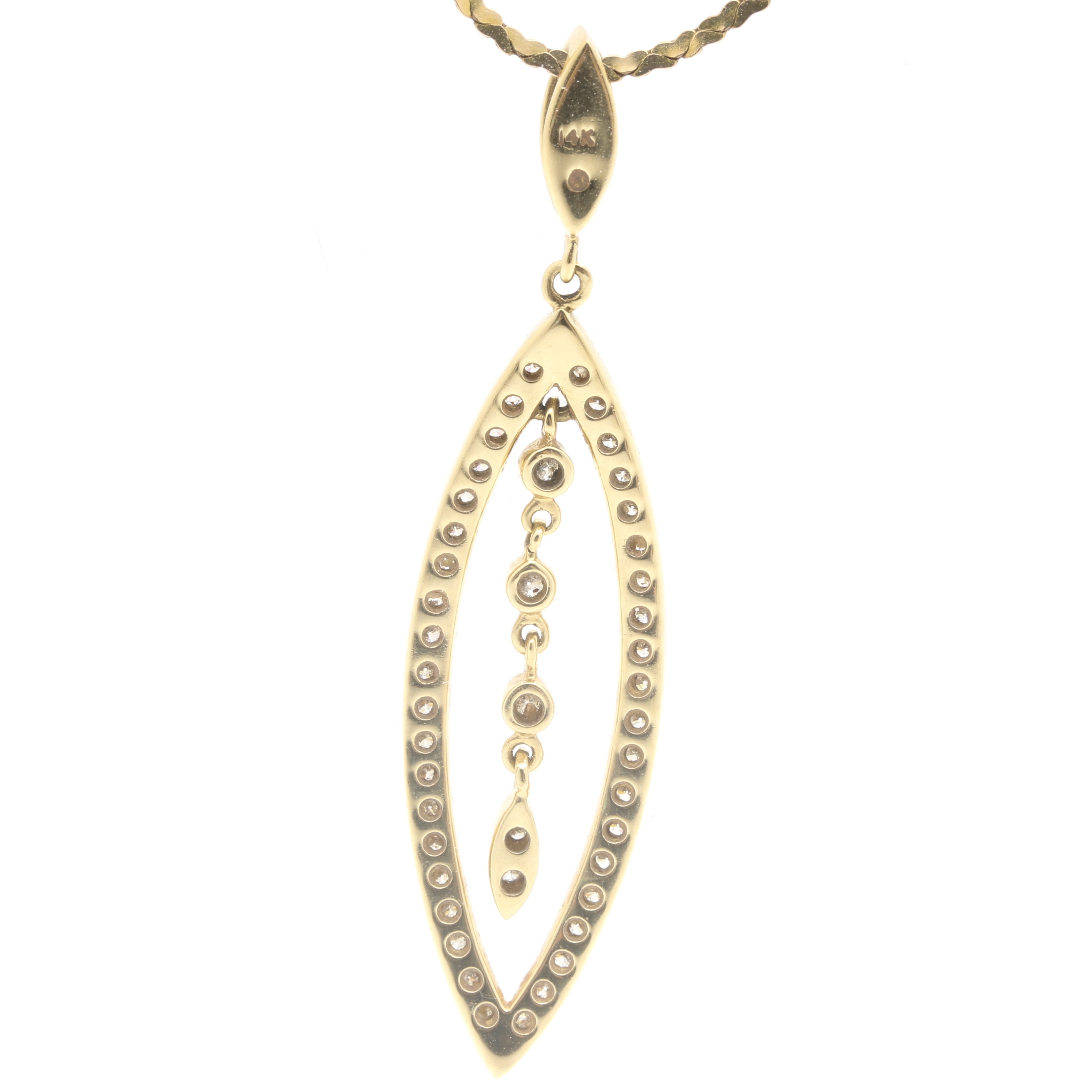 14K Yellow Gold Diamond Pendant Necklace