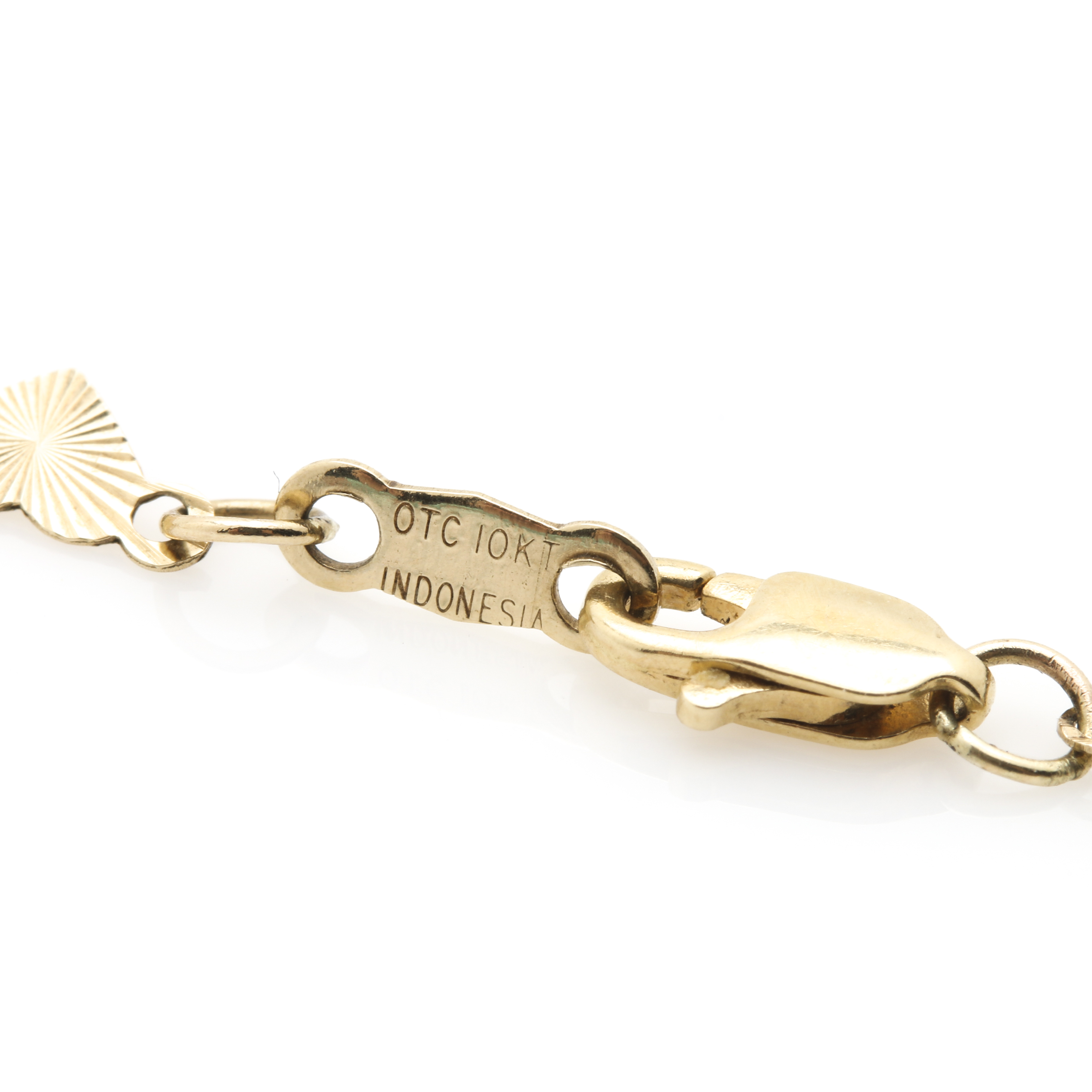 10K Yellow and White Gold Heart Link Chain Necklace