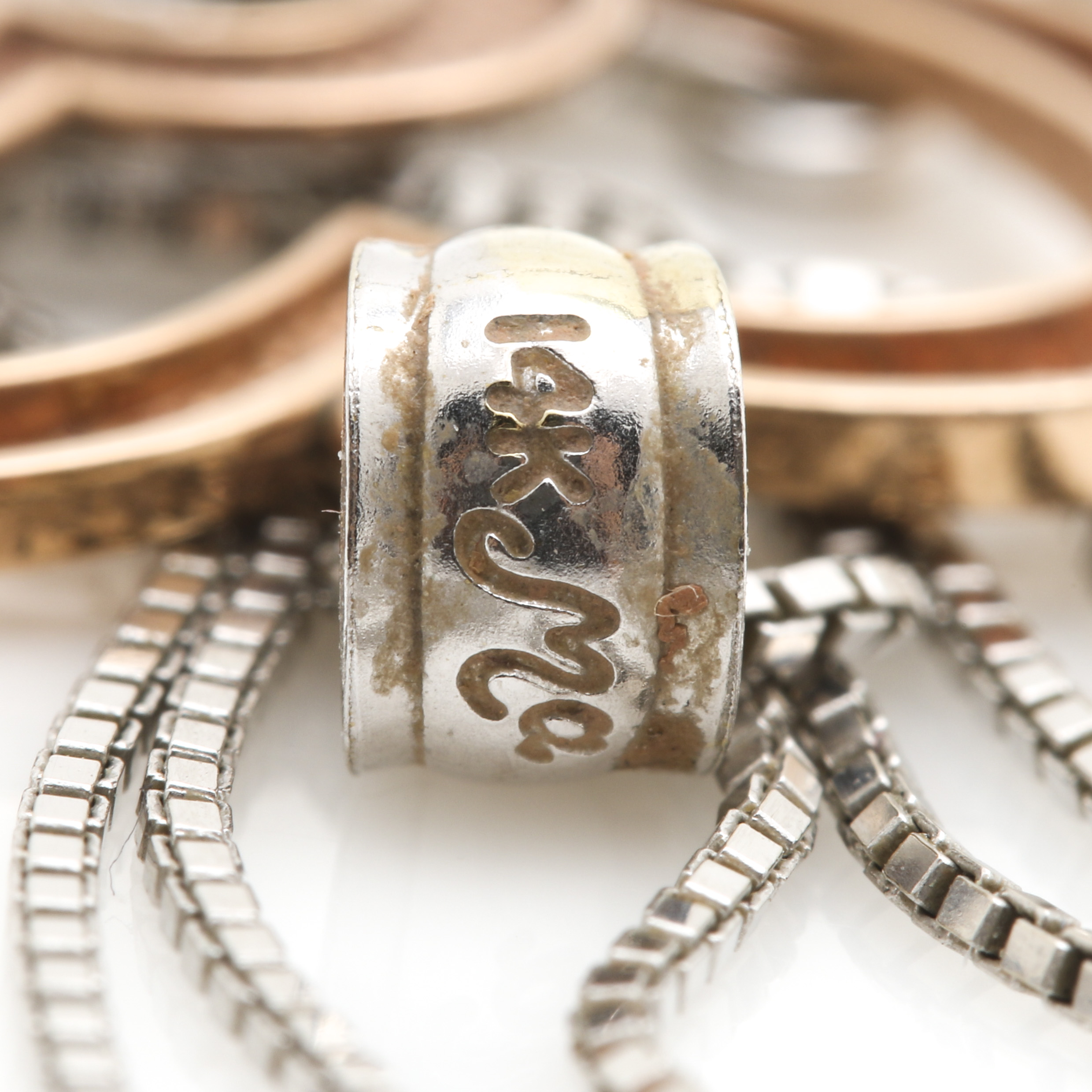 14K Two Tone Double Heart Pendant Necklace