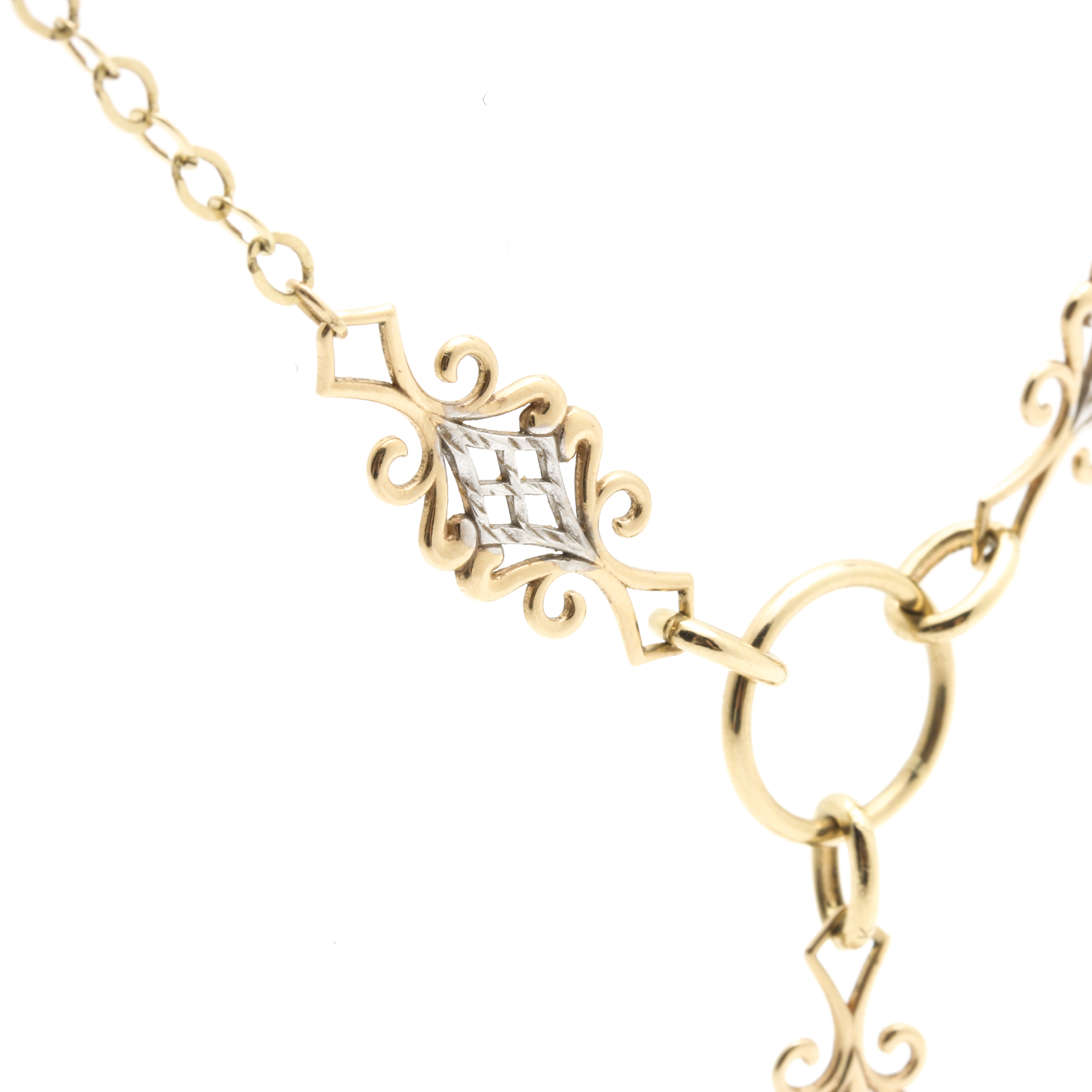 14K Two Tone Fancy Link Necklace