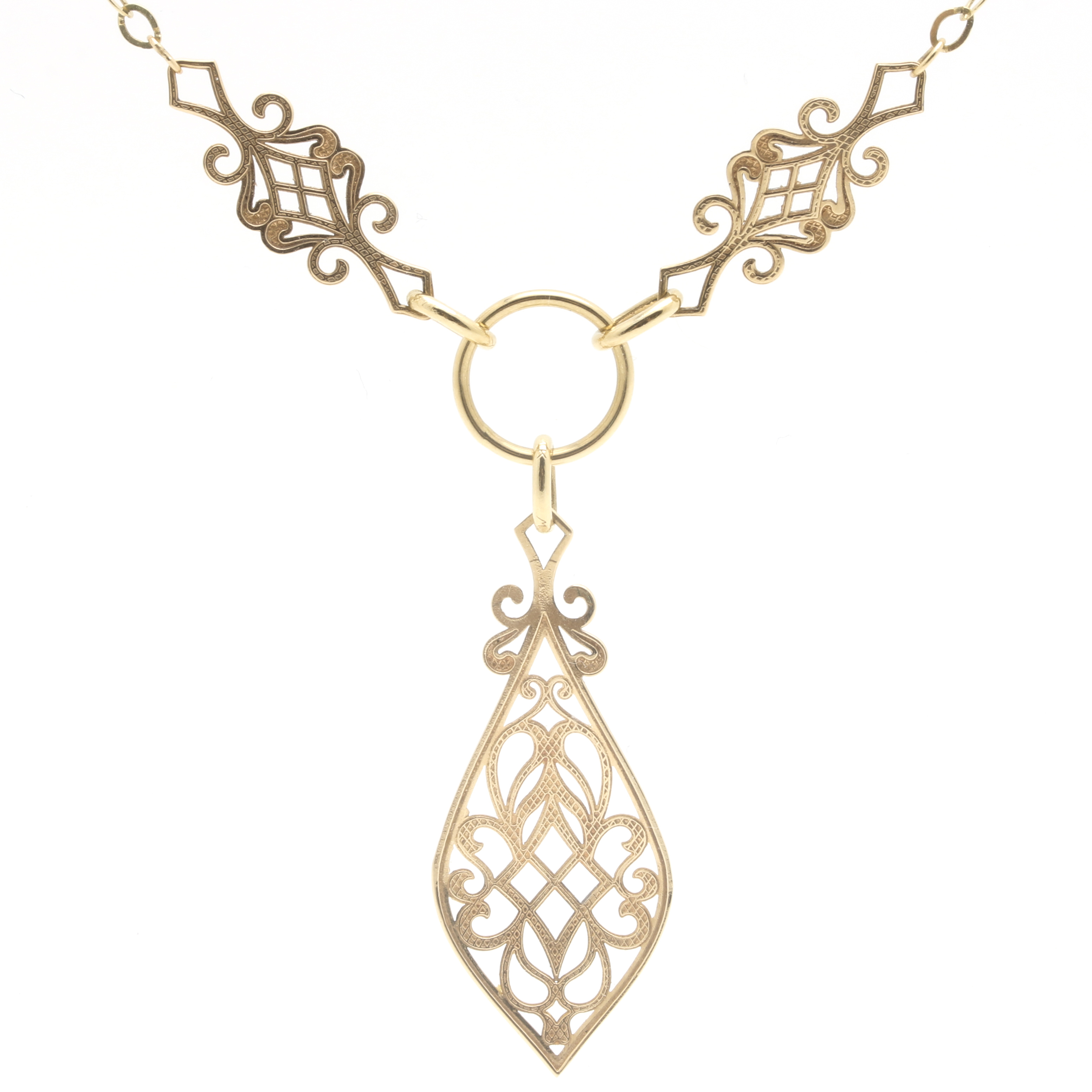 14K Two Tone Fancy Link Necklace