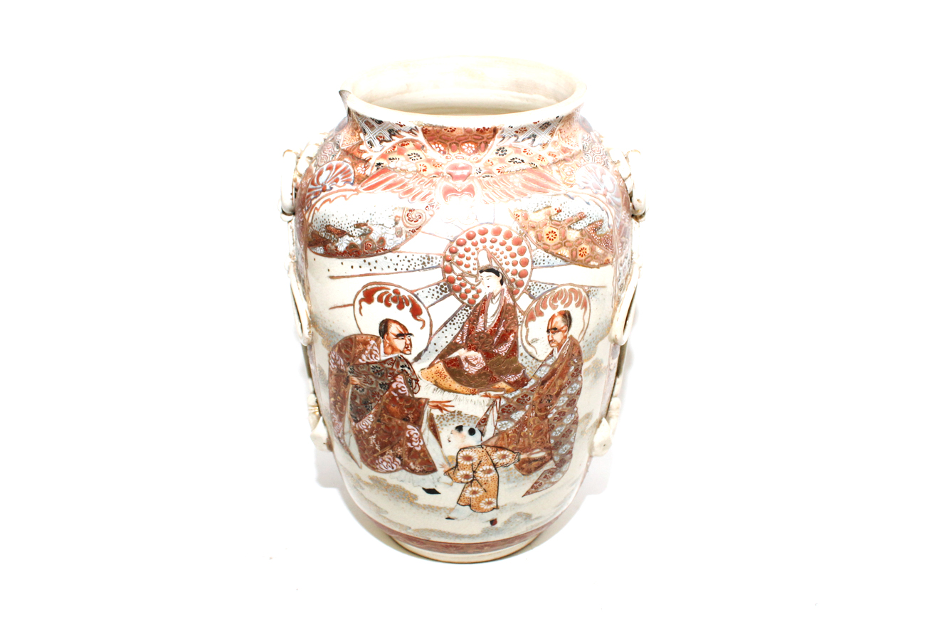 Pair of Antique Japanese Moriage Vases