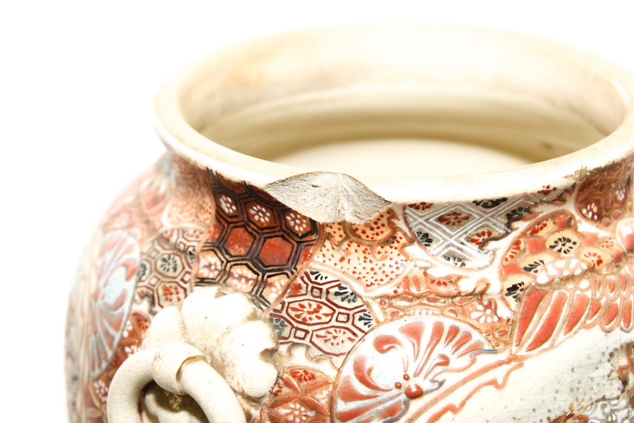 Pair of Antique Japanese Moriage Vases