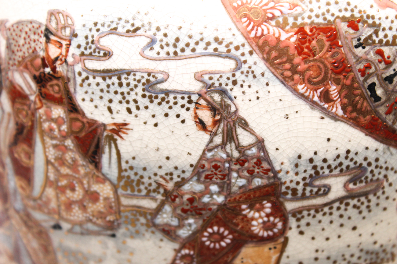 Pair of Antique Japanese Moriage Vases