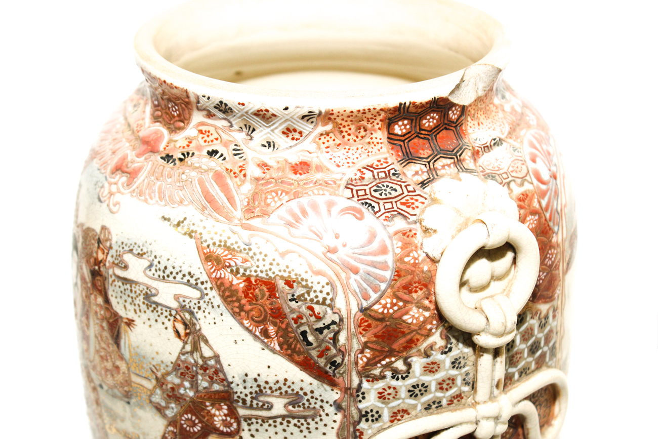 Pair of Antique Japanese Moriage Vases