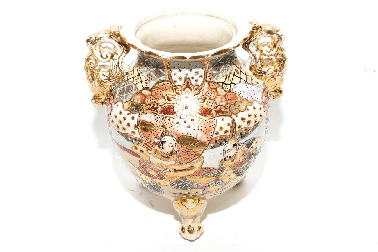 Pair of Antique Japanese Moriage Vases