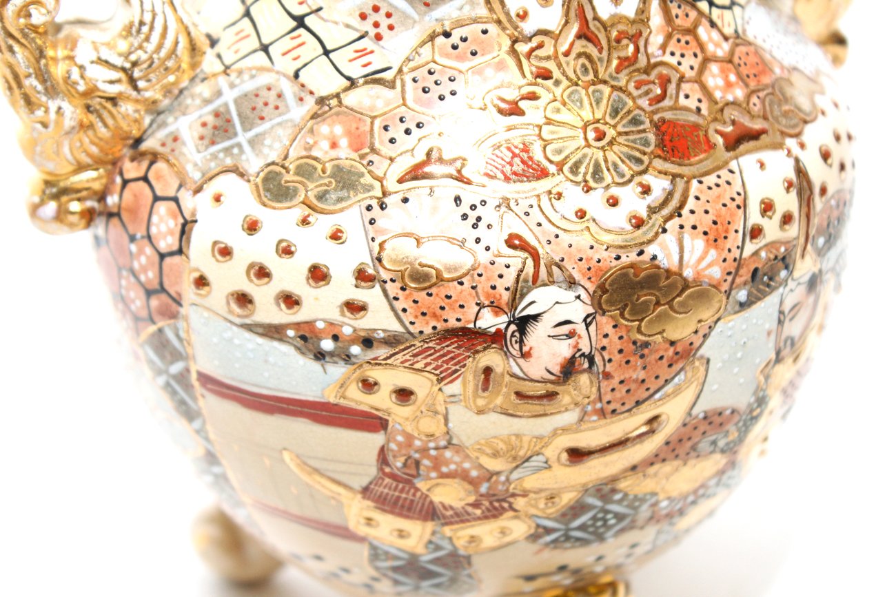 Pair of Antique Japanese Moriage Vases