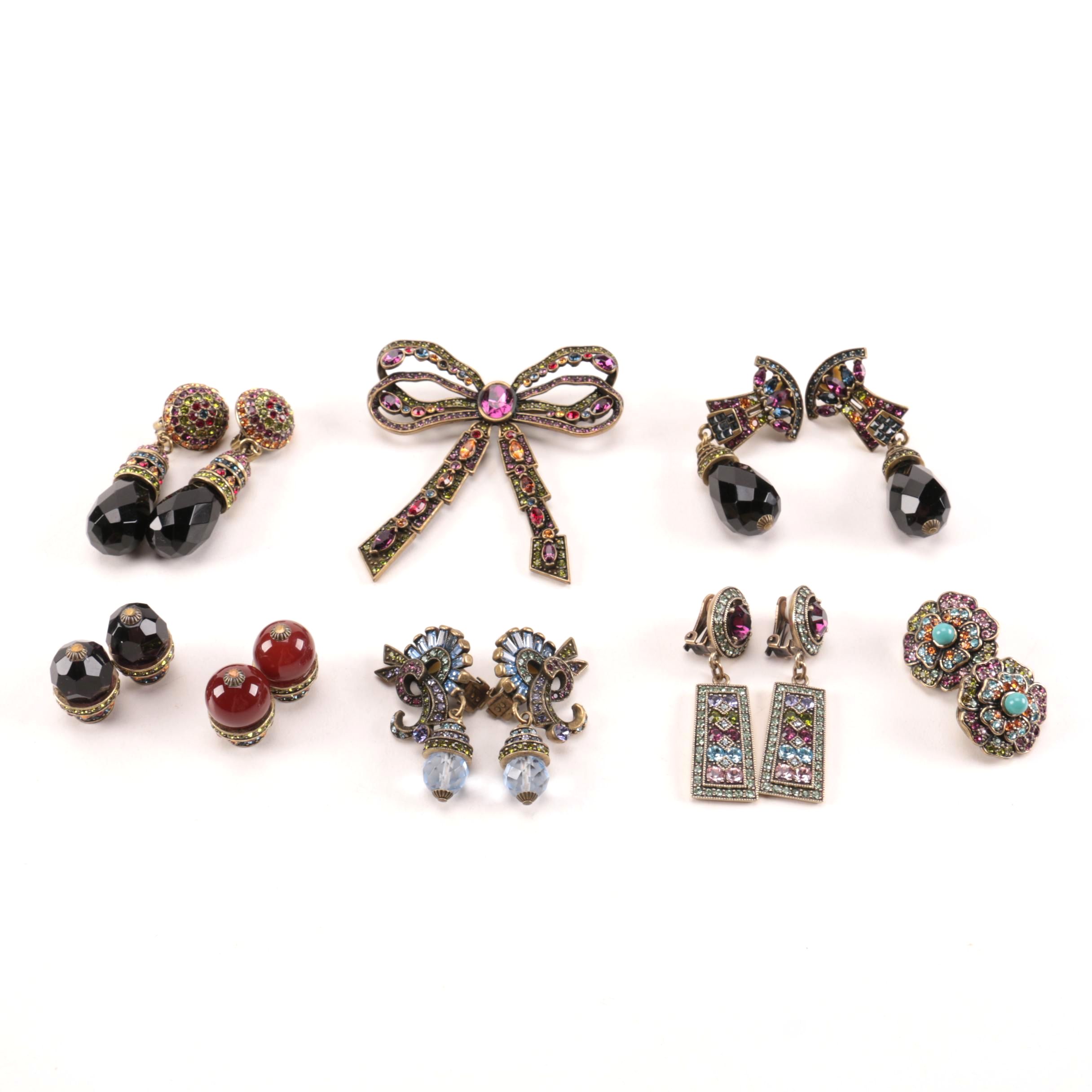 Heidi Daus Earrings and Brooch