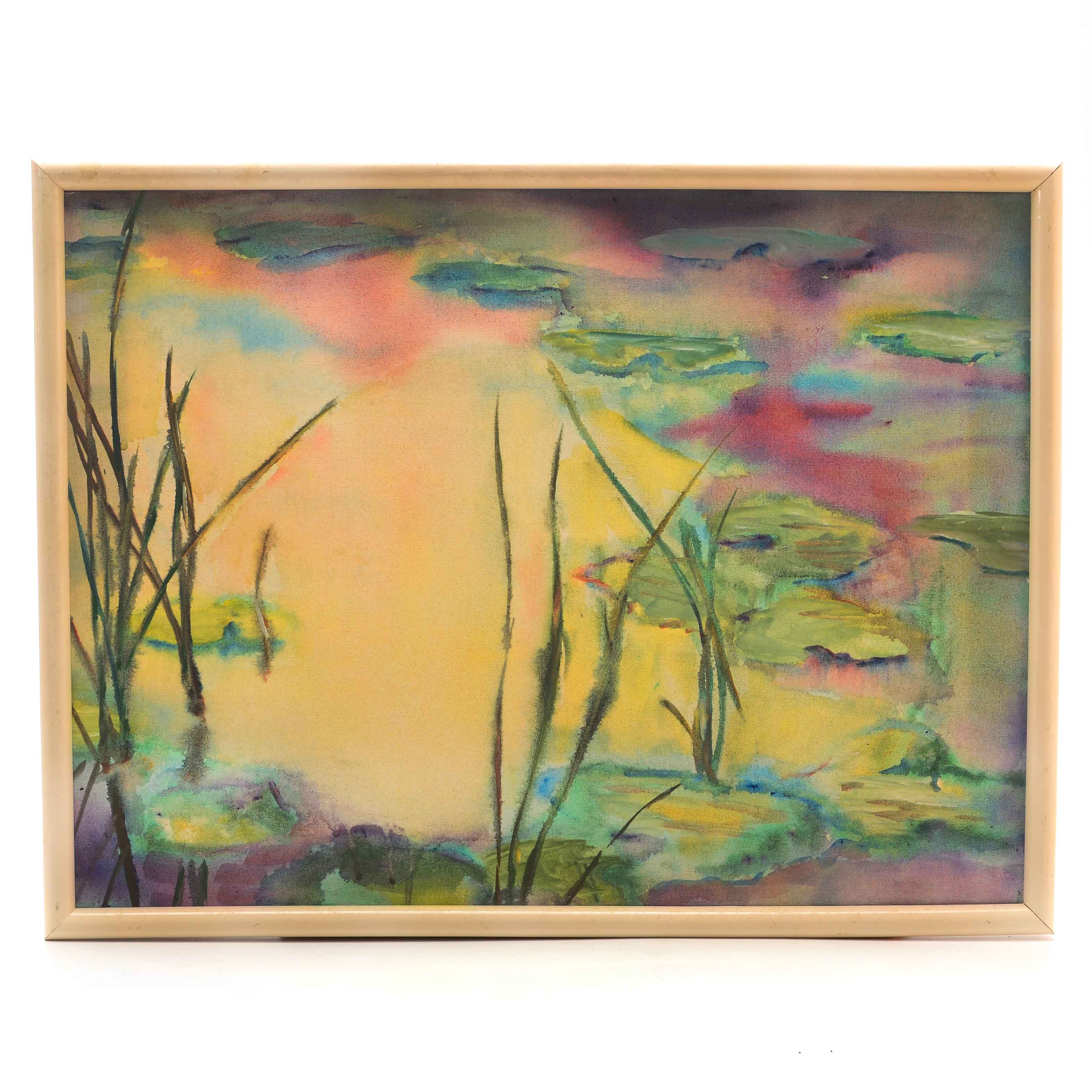 Penny Saunders Original Acrylic on Canvas of Water Lilies