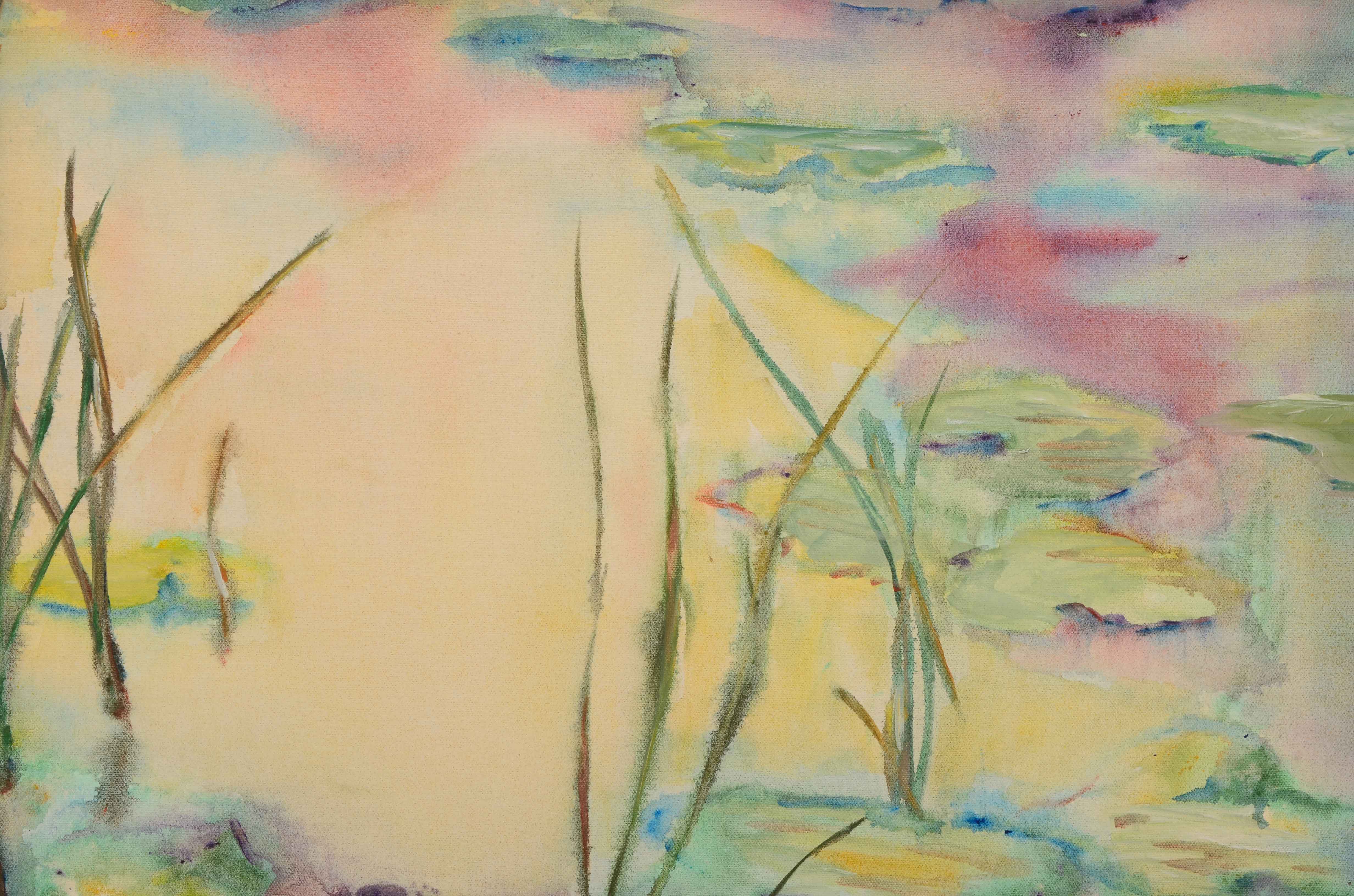 Penny Saunders Original Acrylic on Canvas of Water Lilies