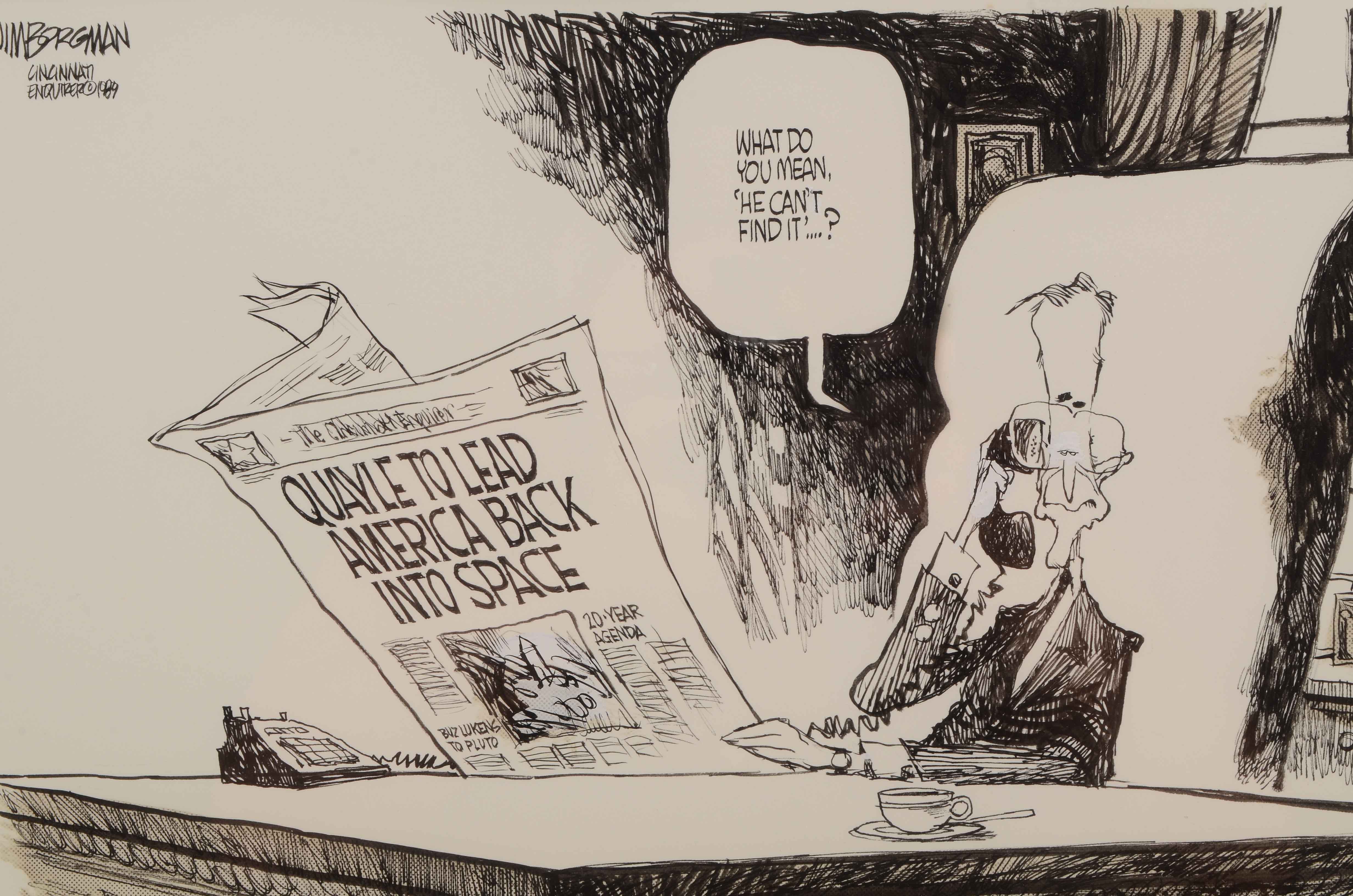 Jim Borgman Original 1989 Ink Cartoon Illustration for Cincinnati