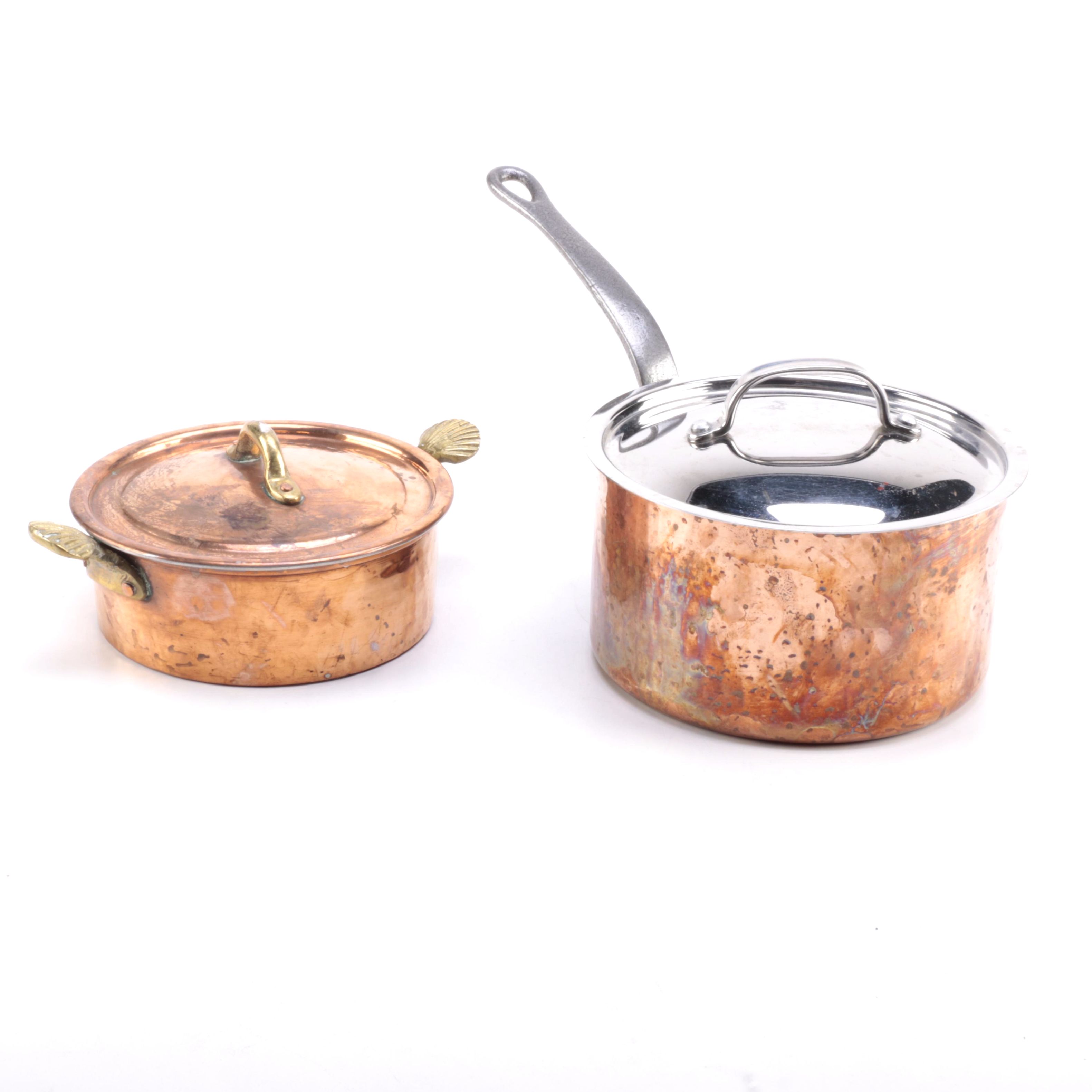 Pair of Copper Pots Including Mauviel