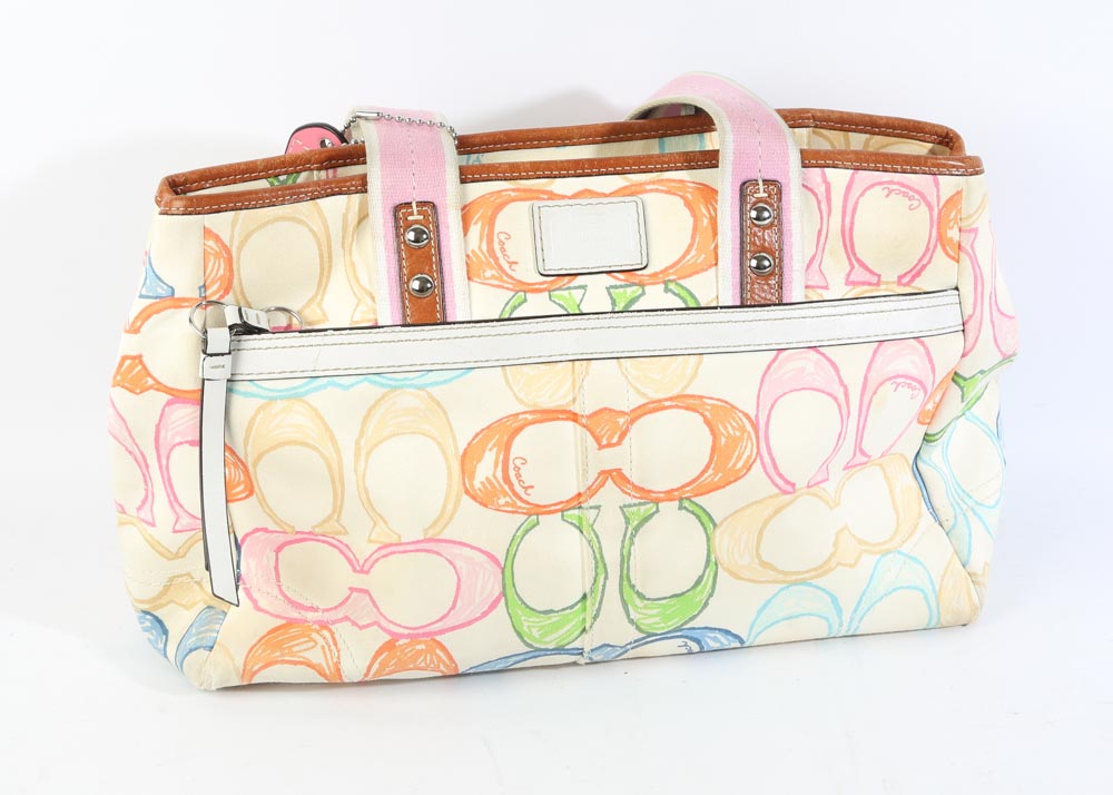 Coach Signature Scribble Hampton Tote and Wallet