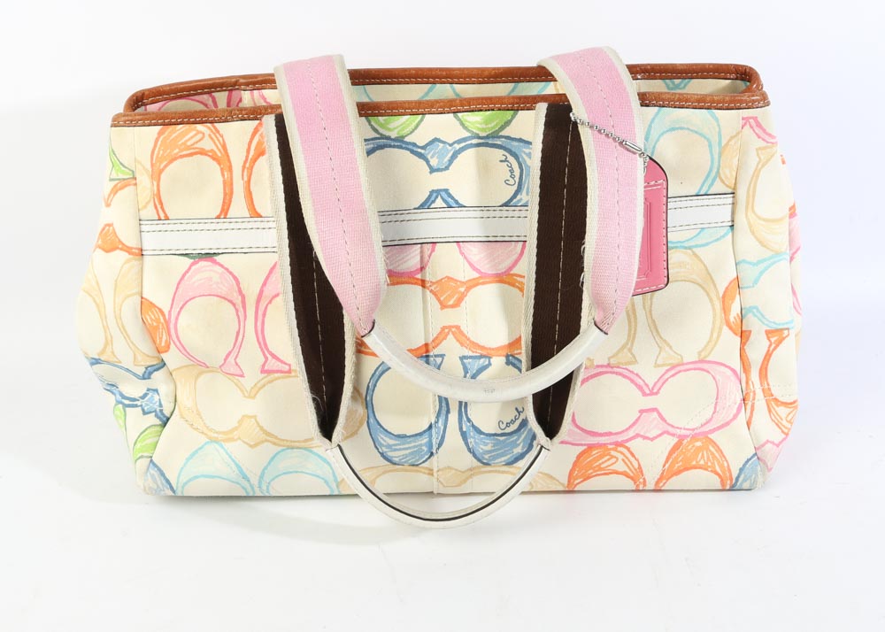 Coach Signature Scribble Hampton Tote and Wallet