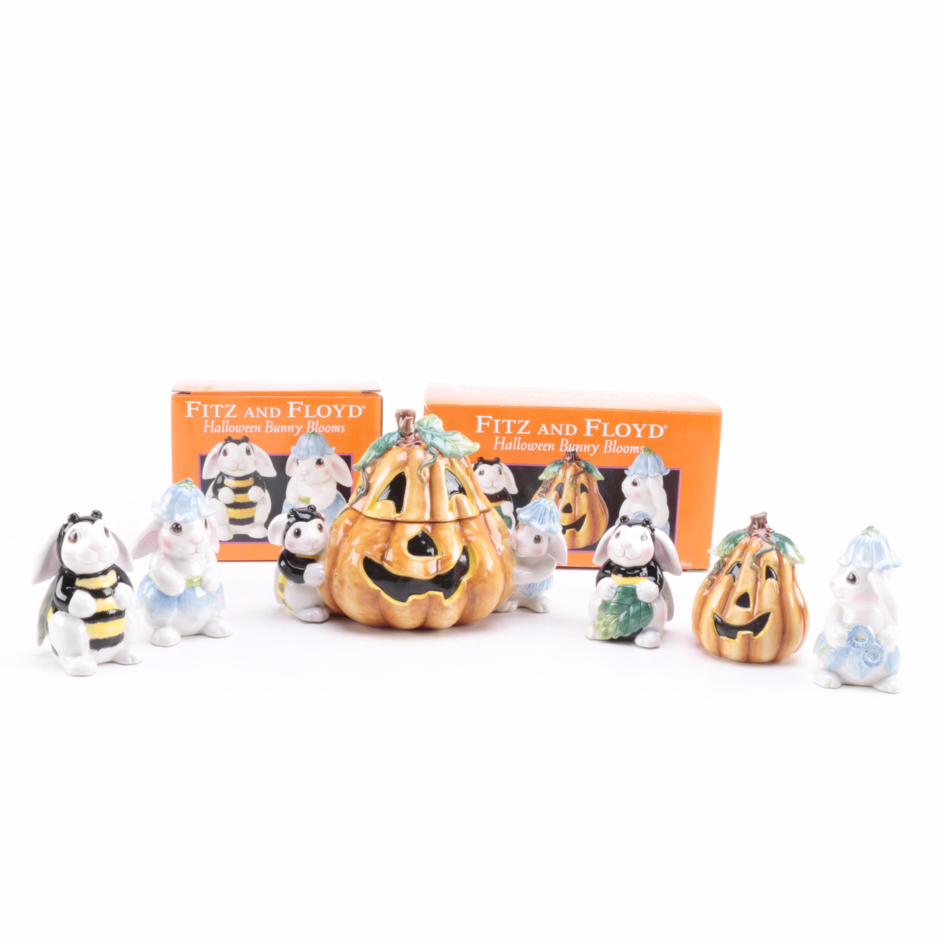 Collection of Fitz and Floyd "Halloween Bunny Blooms" Tableware