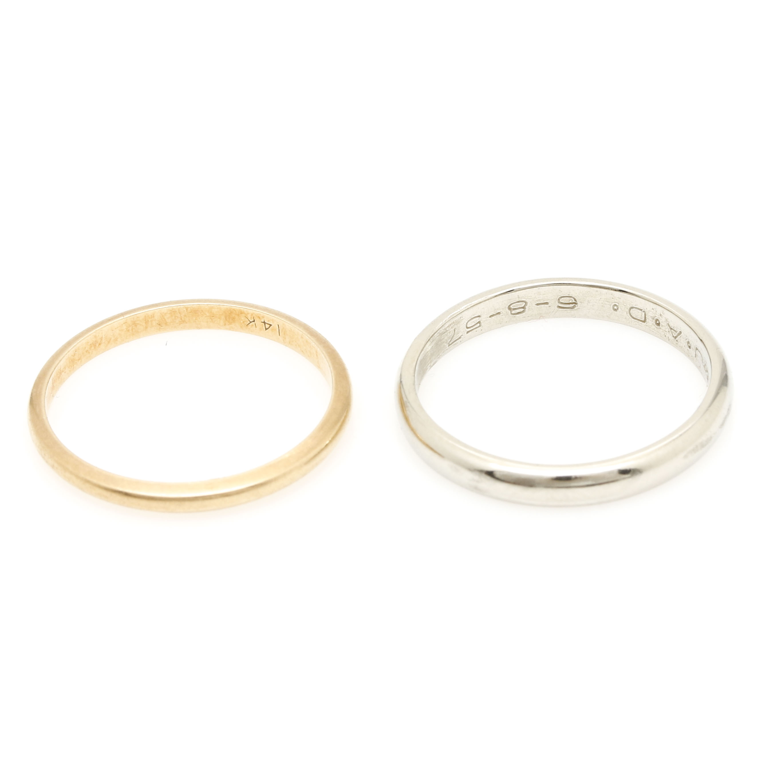 Orange Blossom 14K White Gold Wedding Band and 14K Yellow Gold Band