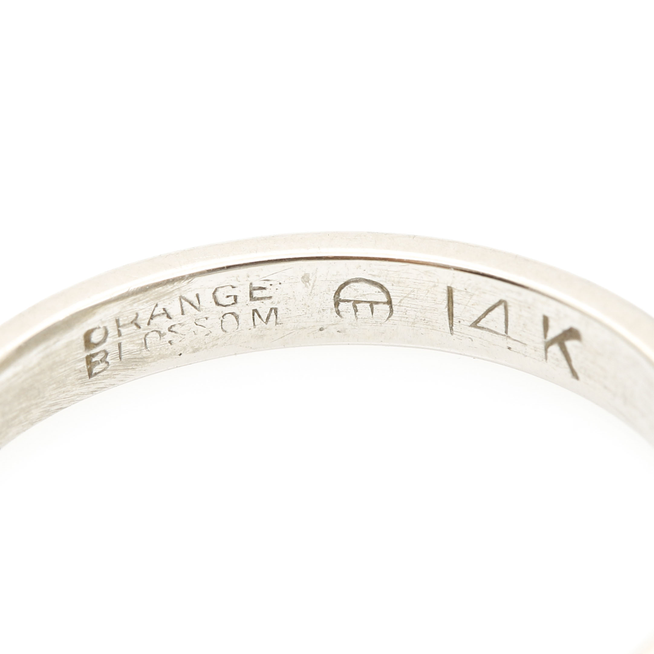 Orange Blossom 14K White Gold Wedding Band and 14K Yellow Gold Band