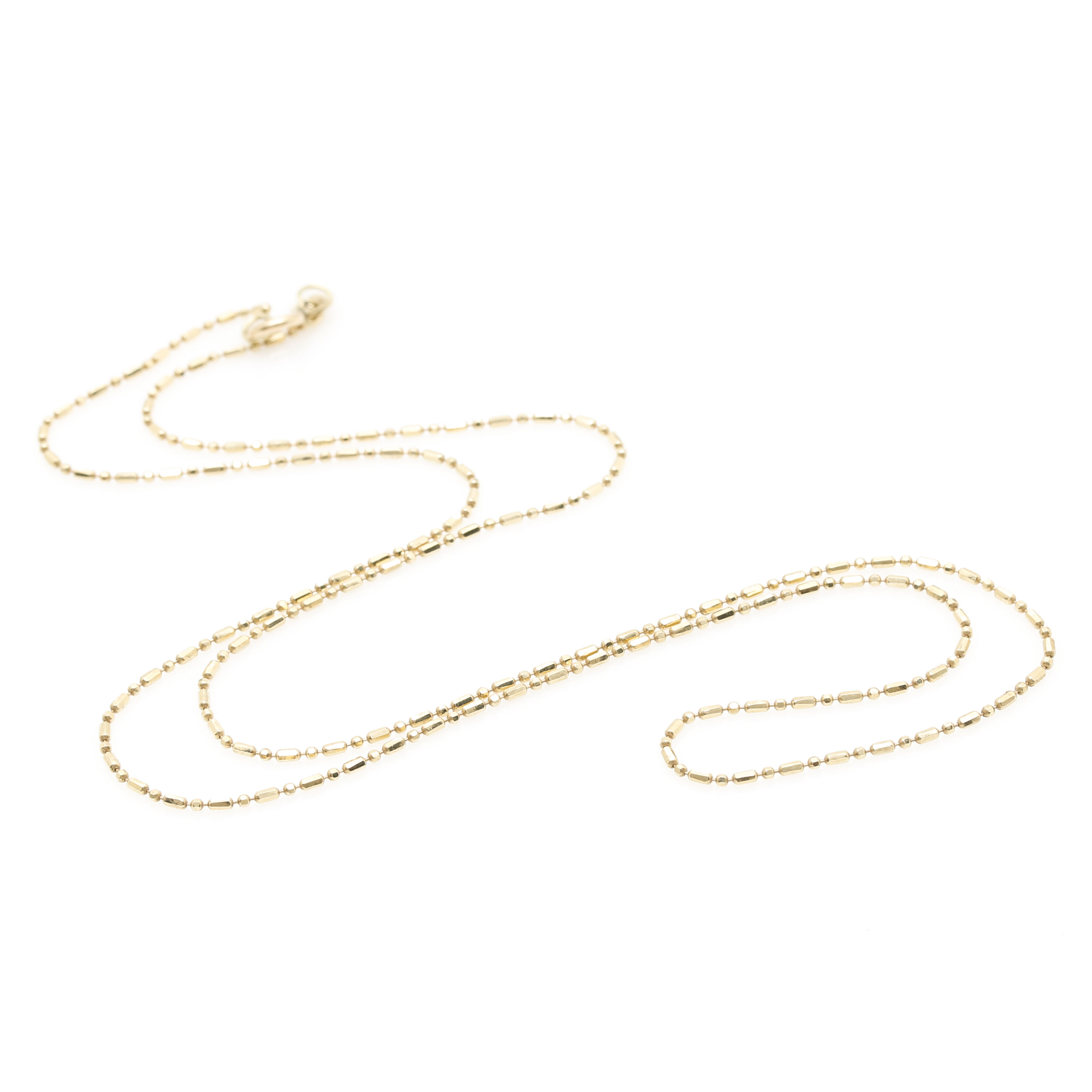 14K Yellow Gold Alternating Cylinder and Round Bead Chain