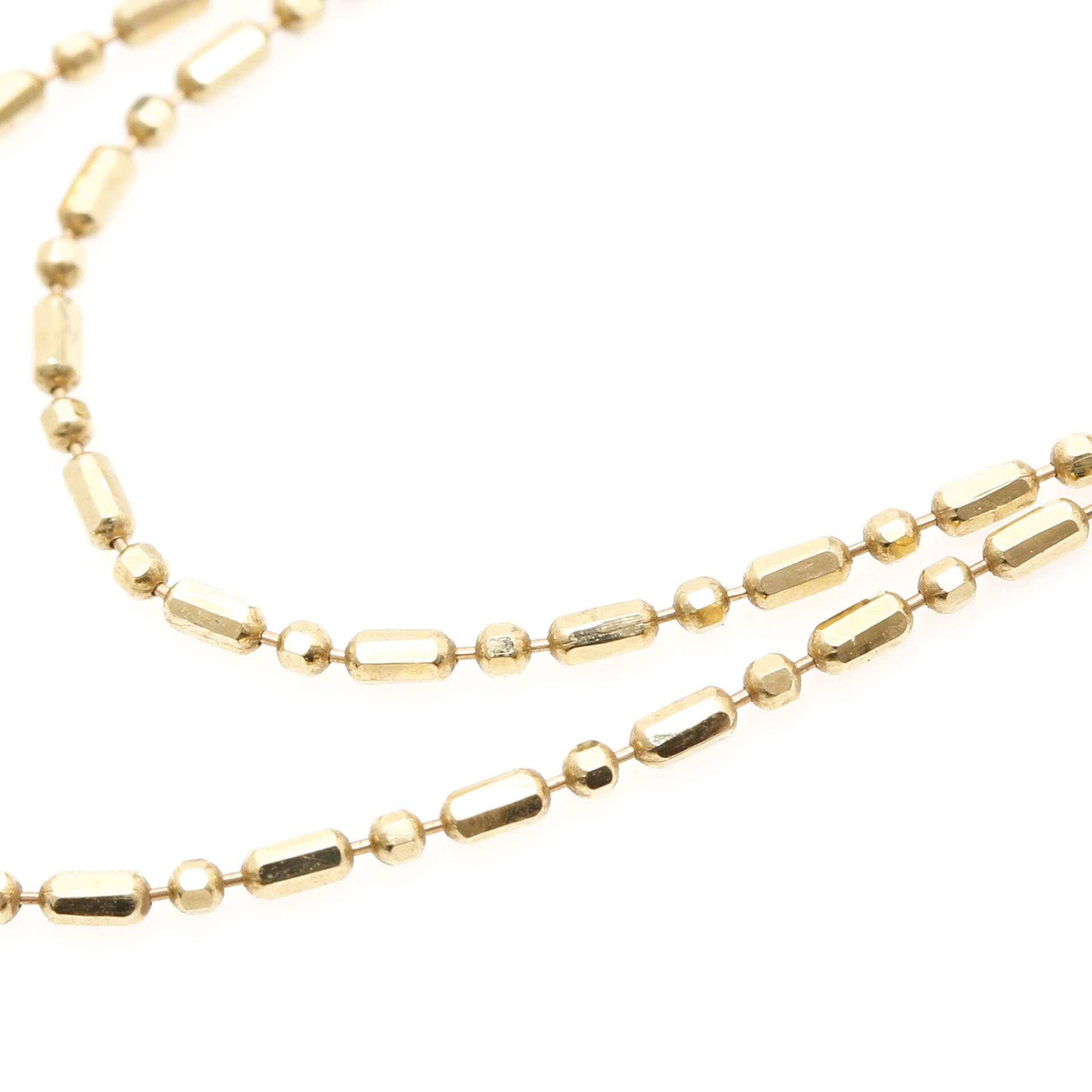 14K Yellow Gold Alternating Cylinder and Round Bead Chain