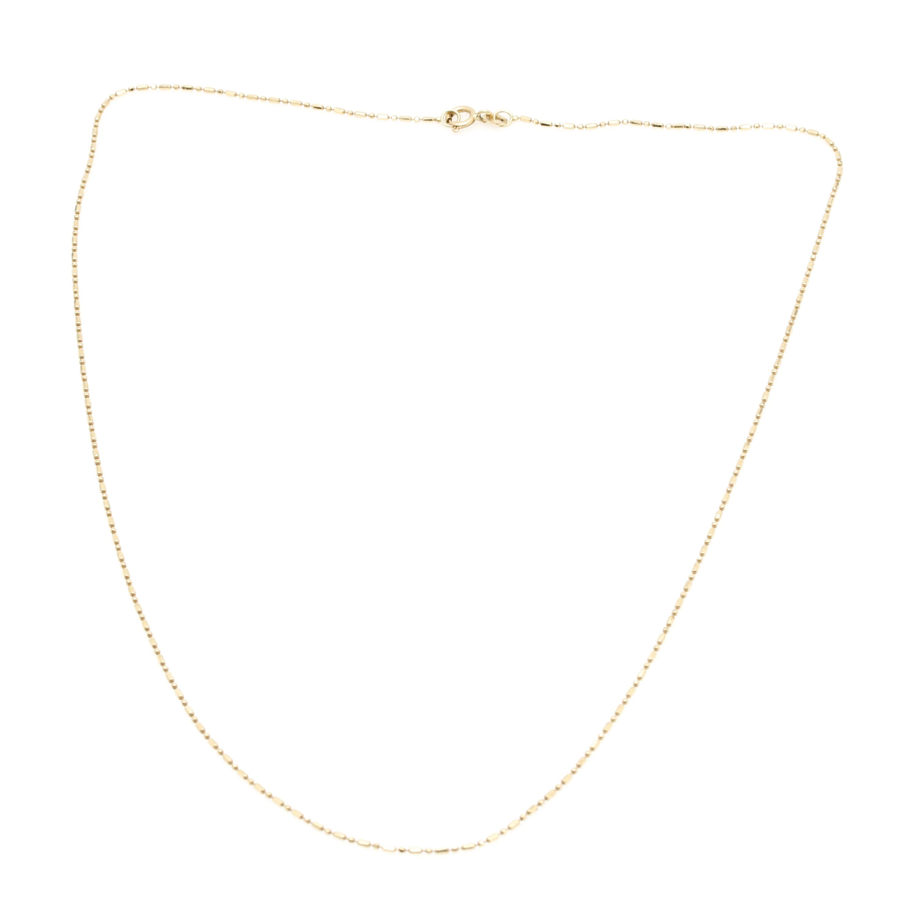 14K Yellow Gold Alternating Cylinder and Round Bead Chain