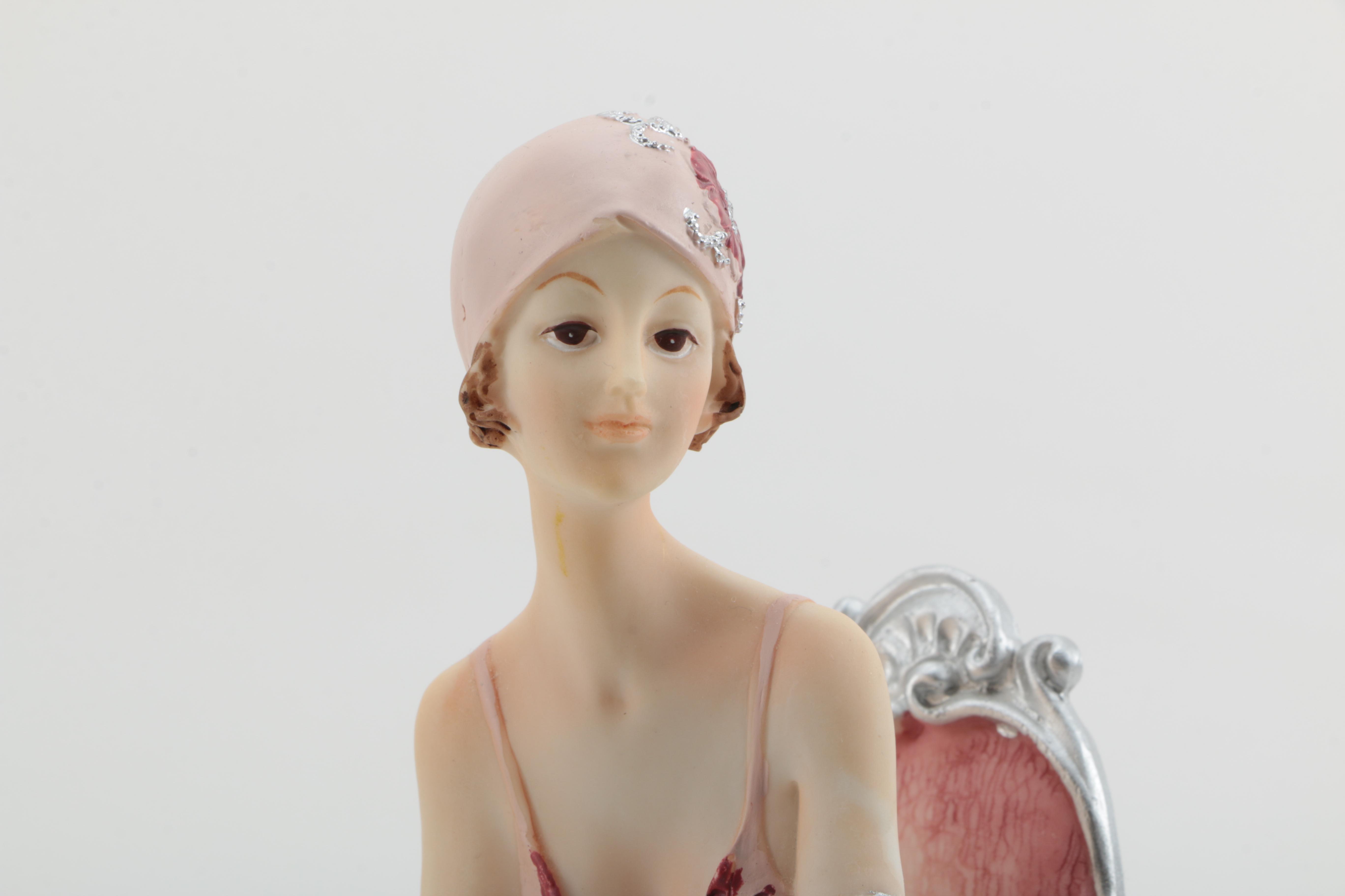 Resin Figurines of 1930s Women in Evening Gowns