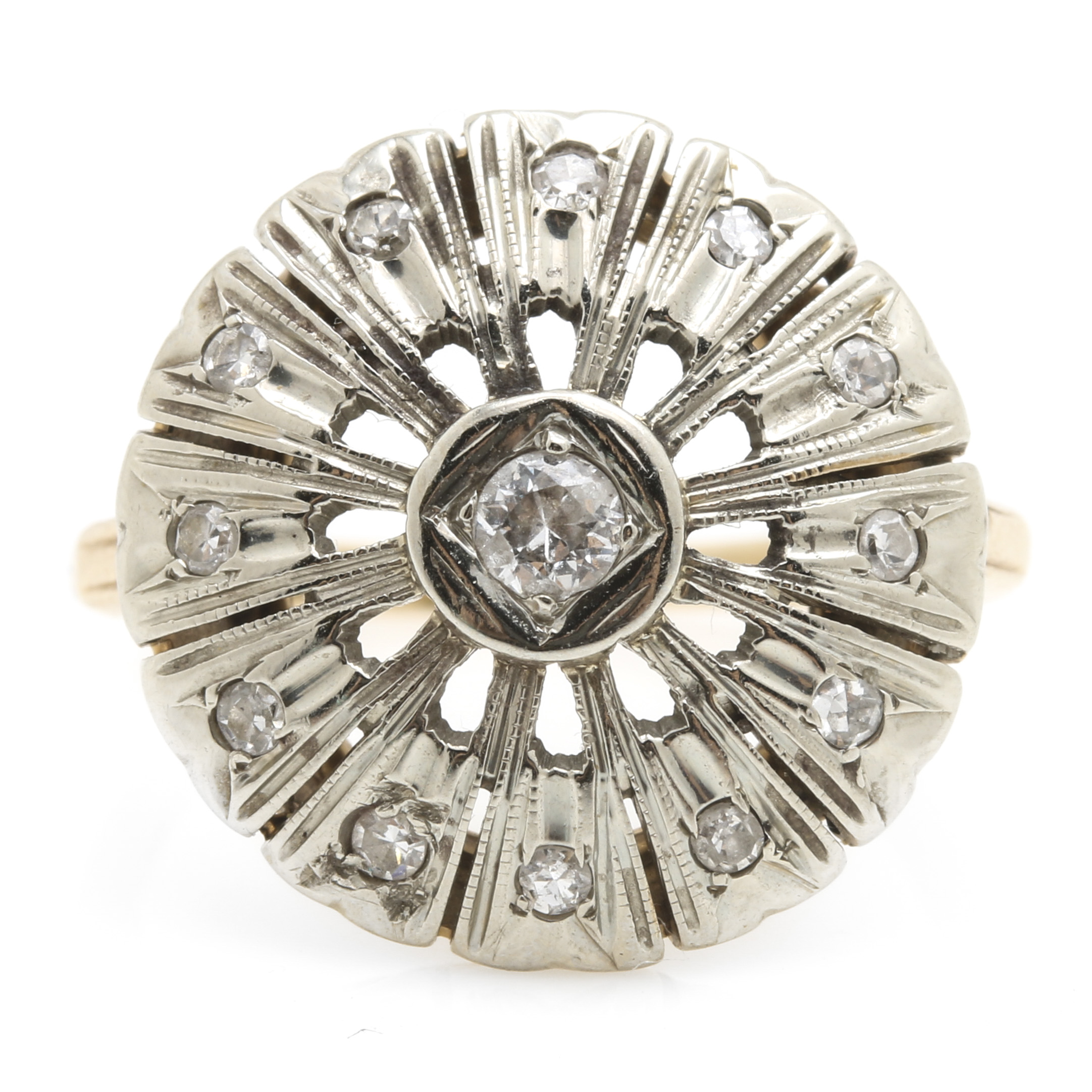 14K Yellow and White Gold Diamond Ring