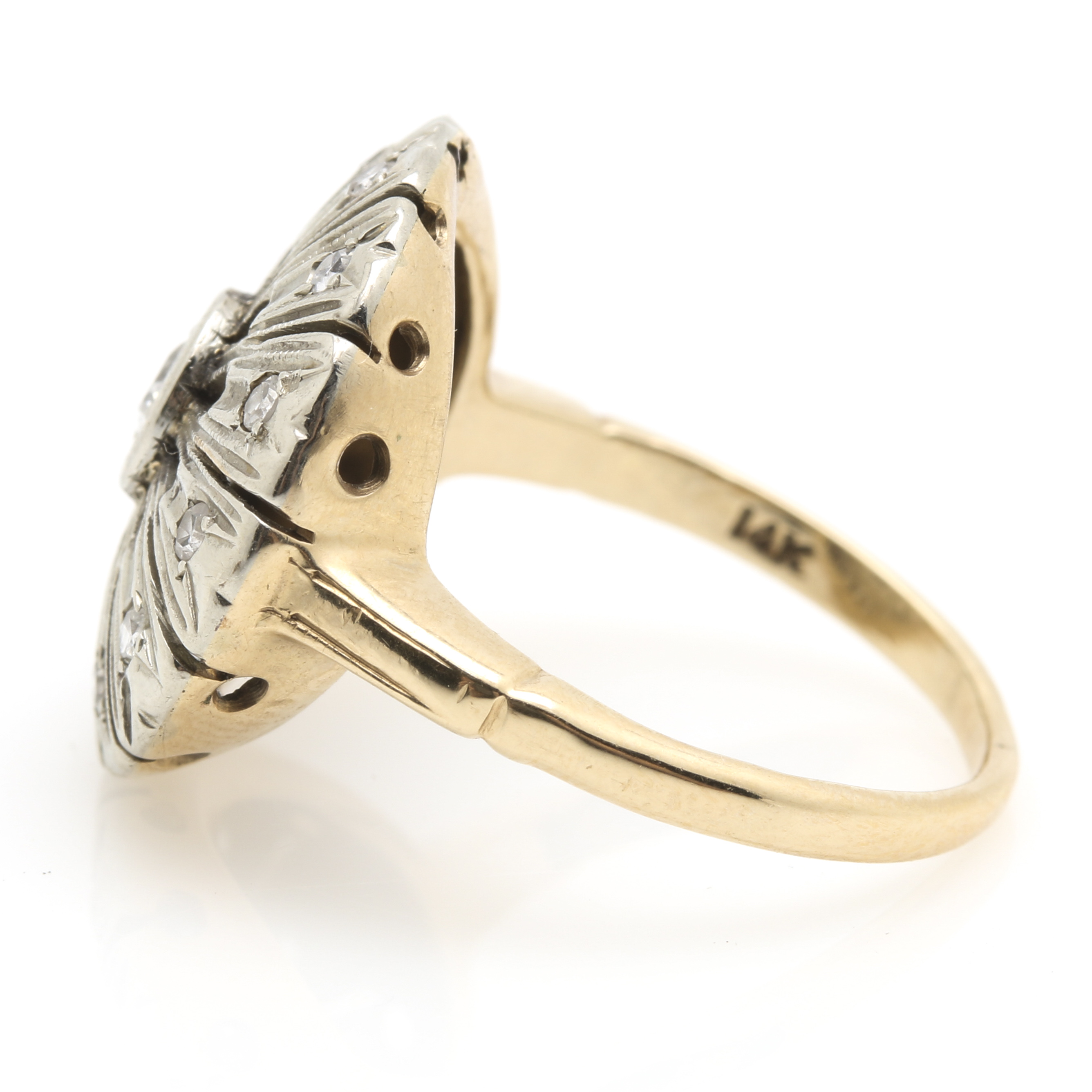 14K Yellow and White Gold Diamond Ring